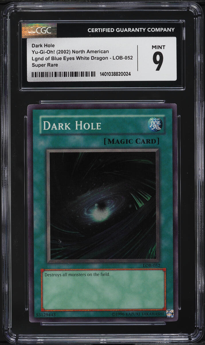 2002 Yu-Gi-Oh! Legend Of Blue-Eyes White Dragon Dark Hole #LOB-052 CGC 9 MINT