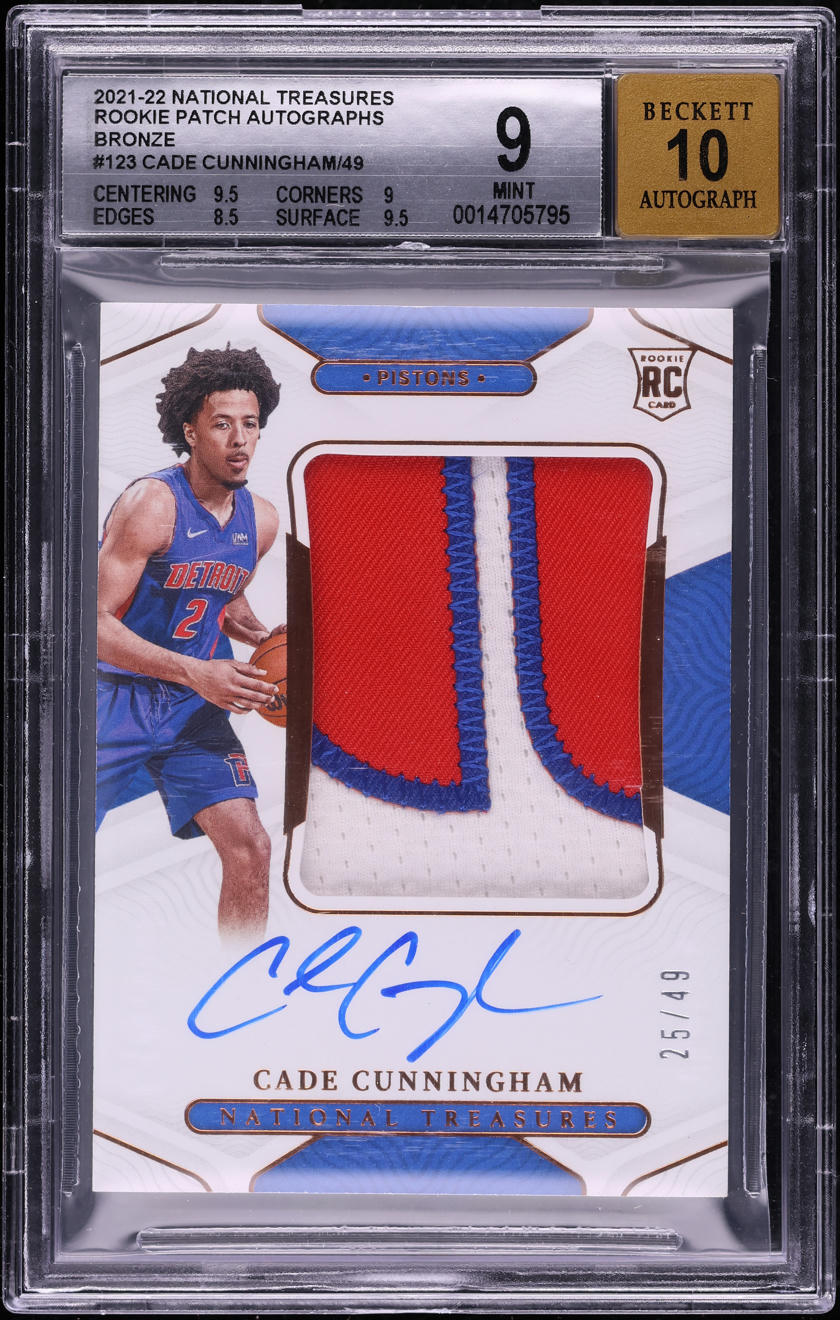2021 National Treasures Bronze Cade Cunningham ROOKIE PATCH AUTO /49 #123 BGS 9