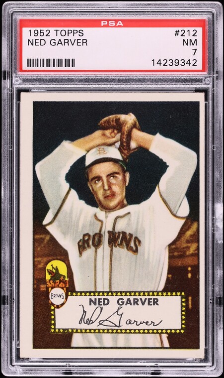 1952 Topps Ned Garver #212 PSA 7 NRMT