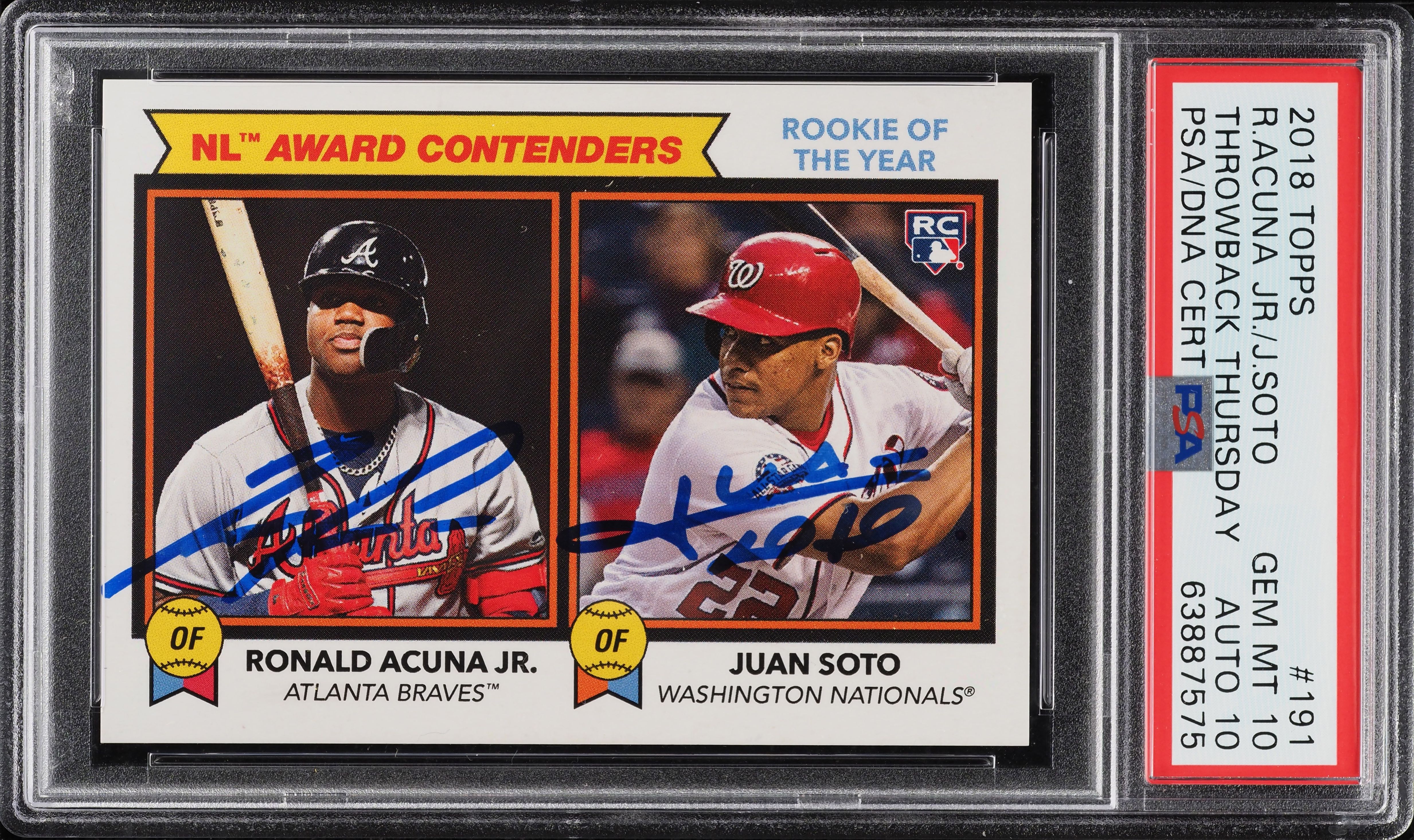 2018 Topps Throwback Thursday Ronald Acuna Jr. & Juan Soto RC AUTO