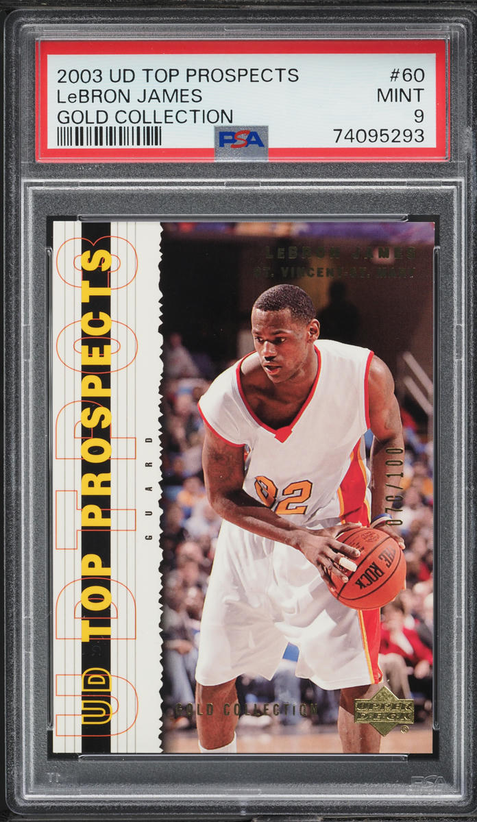 2003 Upper Deck Top Prospects Gold Collection LeBron James RC /100 #60 PSA 9
