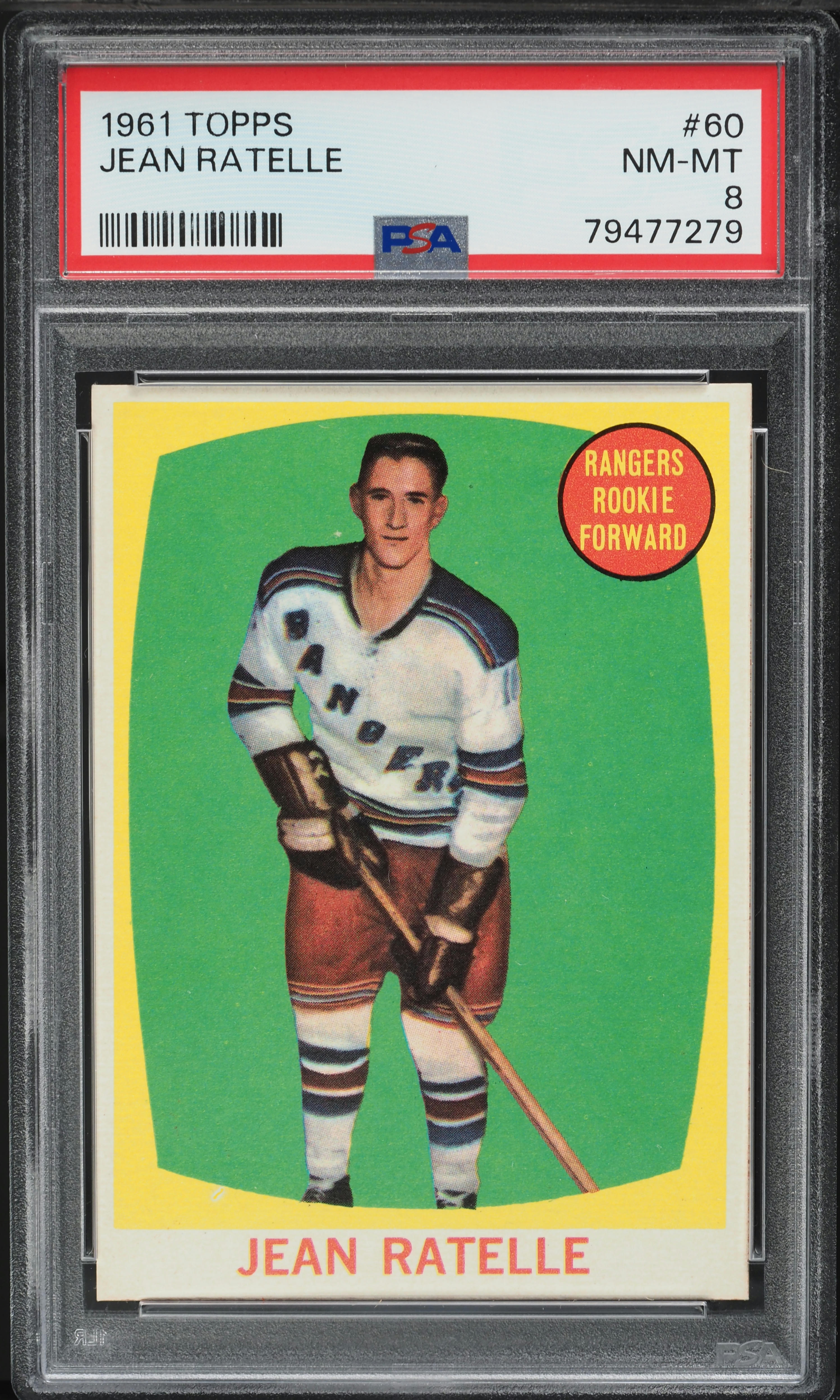 1961 Topps Hockey Jean Ratelle ROOKIE #60 PSA 8 NM-MT