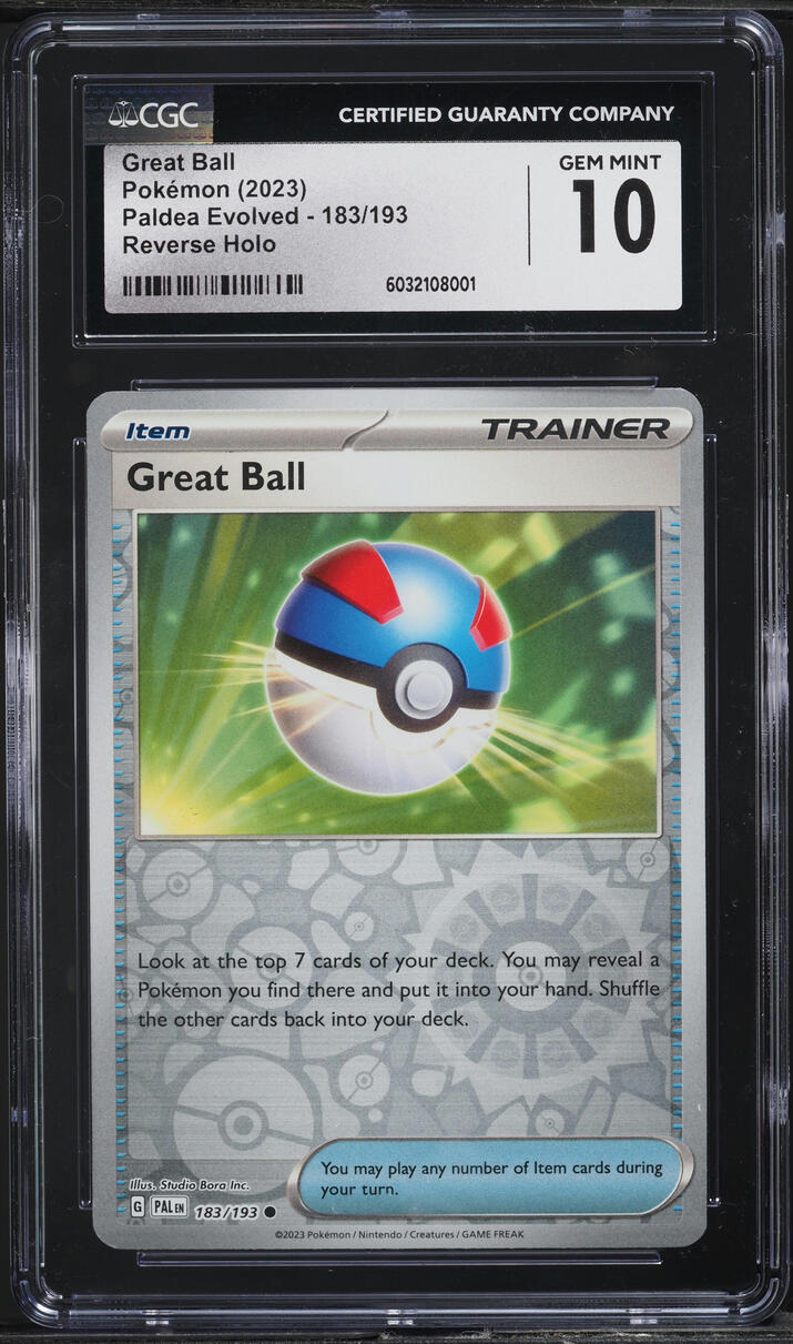 2023 Pokemon SV Paldea Evolved Reverse Holo Great Ball #183 CGC 10 GEM MINT