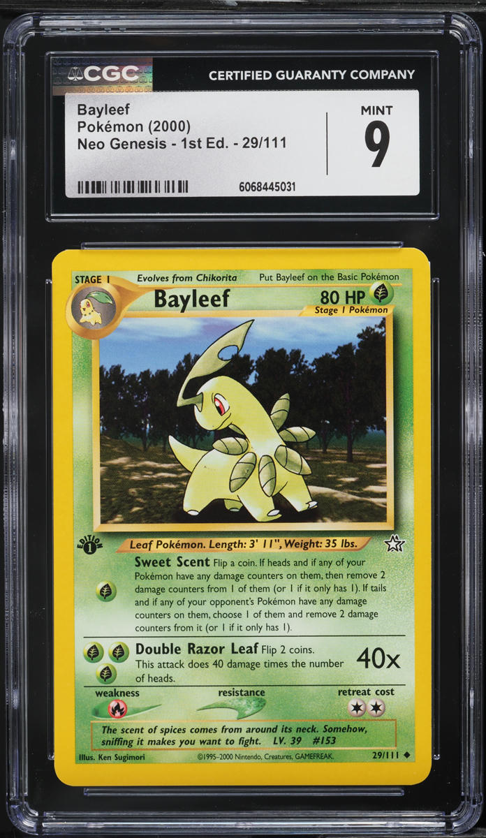 2000 Pokemon Neo Genesis 1st Edition Bayleef #29 CGC 9 MINT