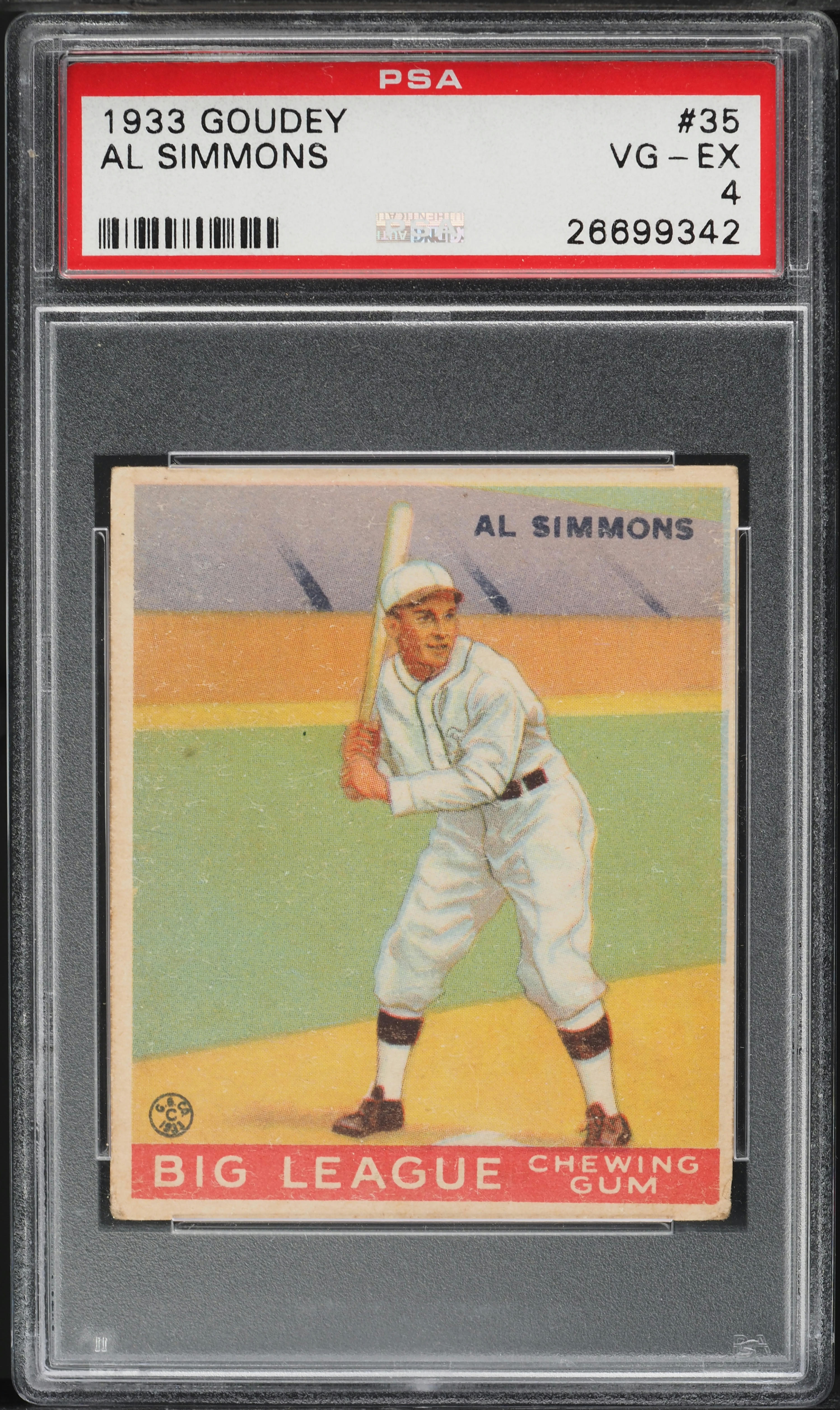 1933 Goudey Al Simmons #35 PSA 4 VGEX