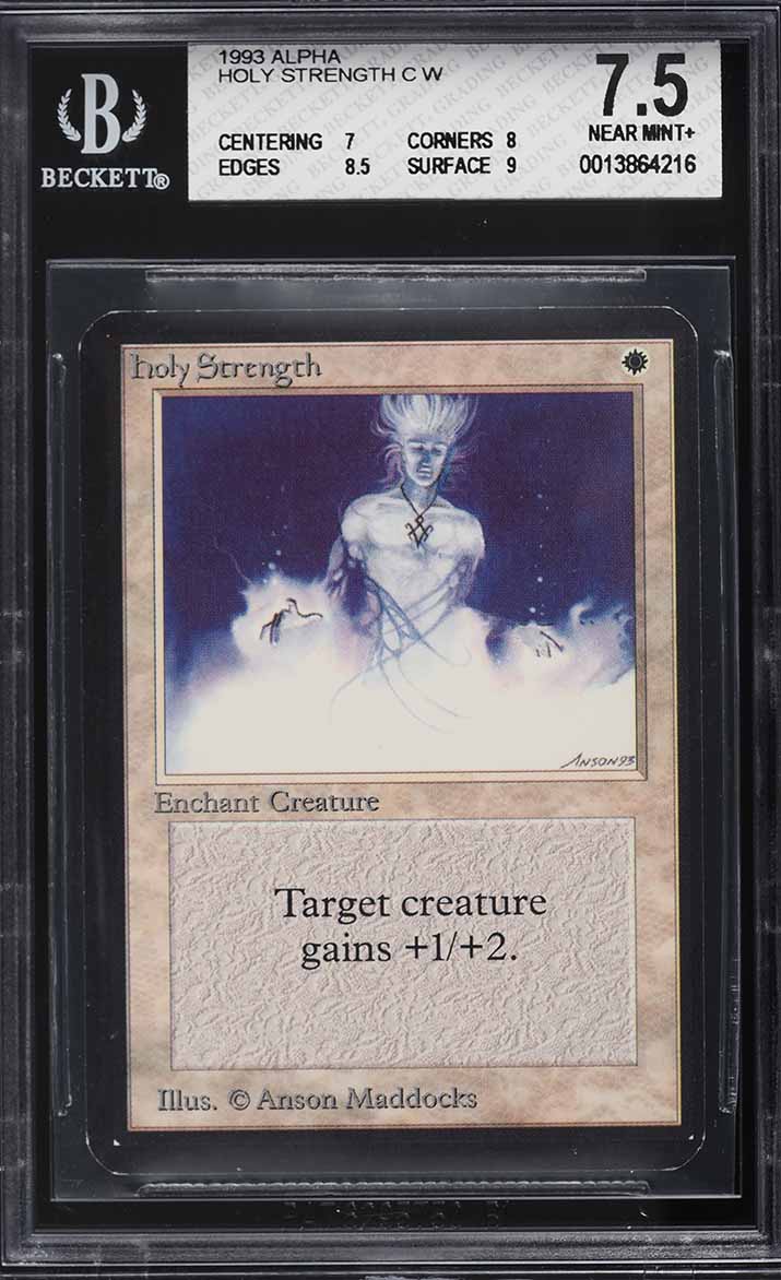 1993 Magic The Gathering MTG Alpha Holy Strength C W BGS 7.5 NRMT+