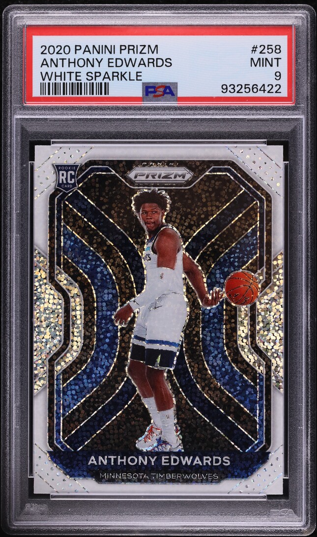 2020 Panini Prizm White Sparkle Anthony Edwards ROOKIE #258 PSA 9 MINT