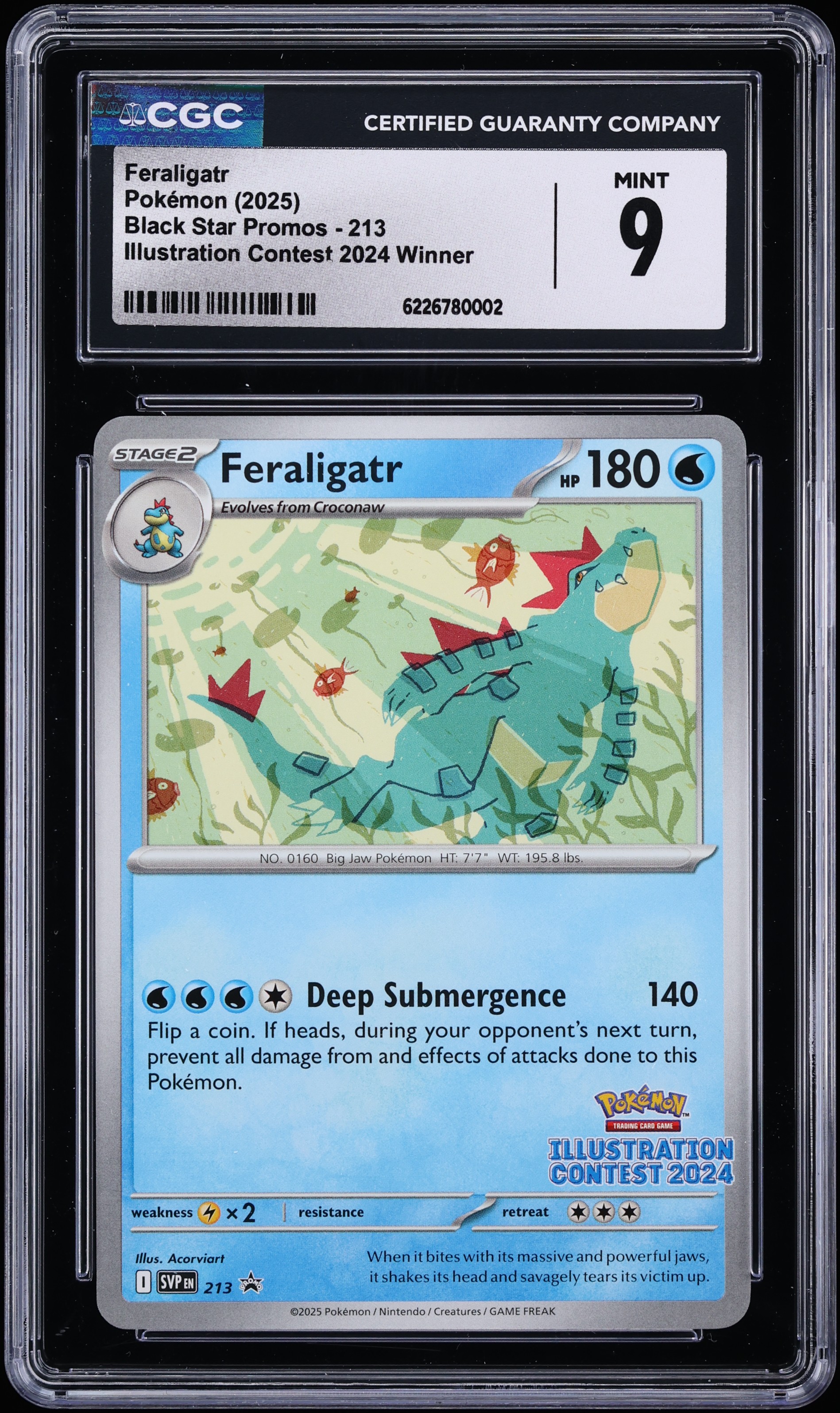 2025 Pokemon Scarlet & Violet Promo Illustration Contest '24 Winner Feraligatr #213 CGC 9 MINT