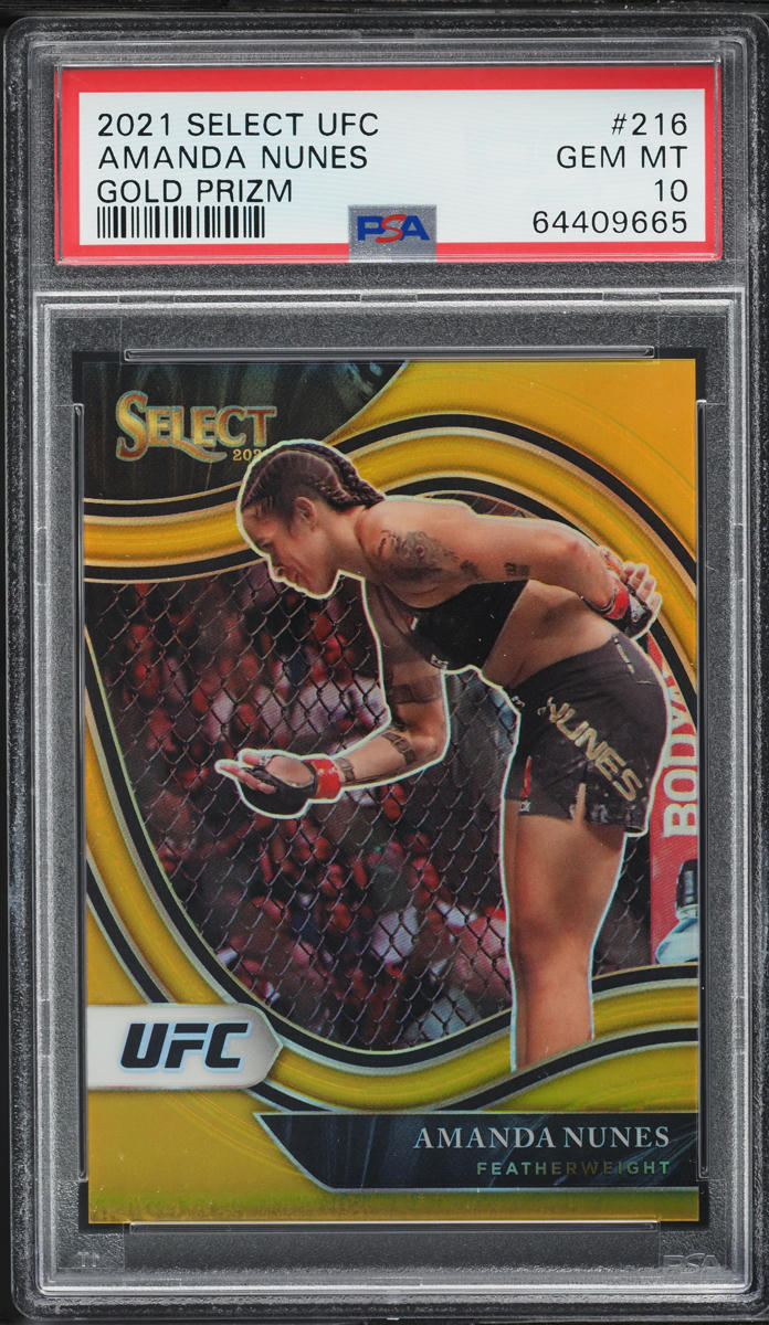 2021 Select UFC Octagonside Gold Prizm Amanda Nunes /10 #216 PSA 10 GEM MINT