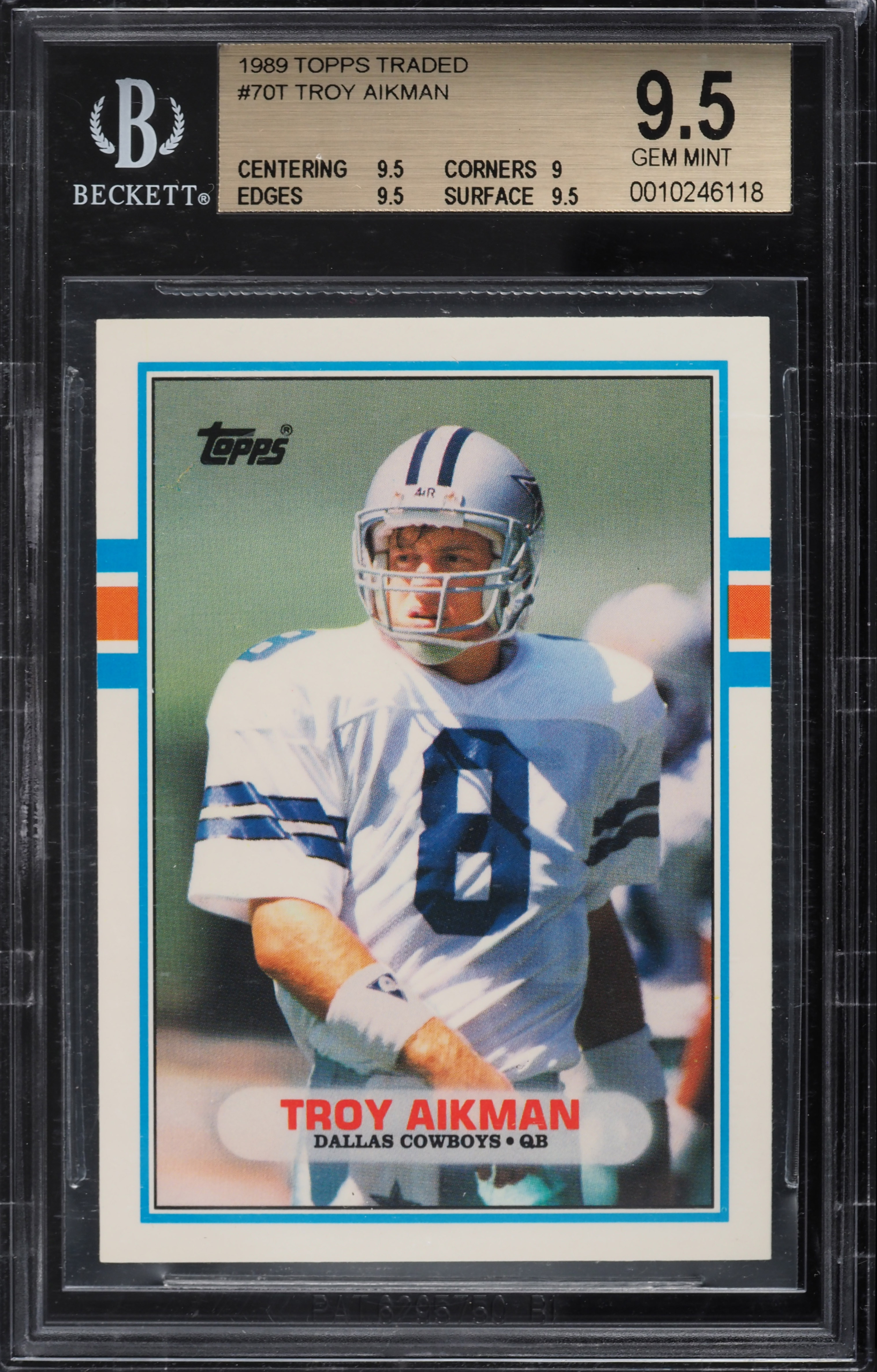 1989 Topps Traded Troy Aikman ROOKIE #70T BGS 9.5 GEM MINT