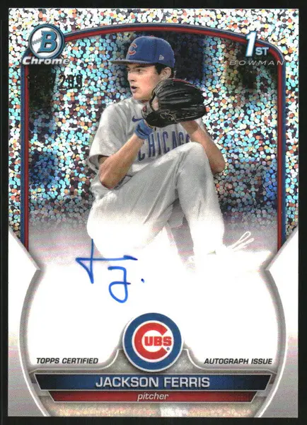 2023 Bowman Chrome Autographs Speckle #CPA-JF Jackson Ferris RC Auto /299