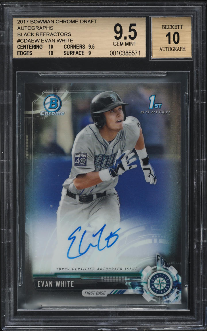 2017 Bowman Chrome Draft Black Refractor Evan White ROOKIE AUTO /75 BGS 9.5 GEM