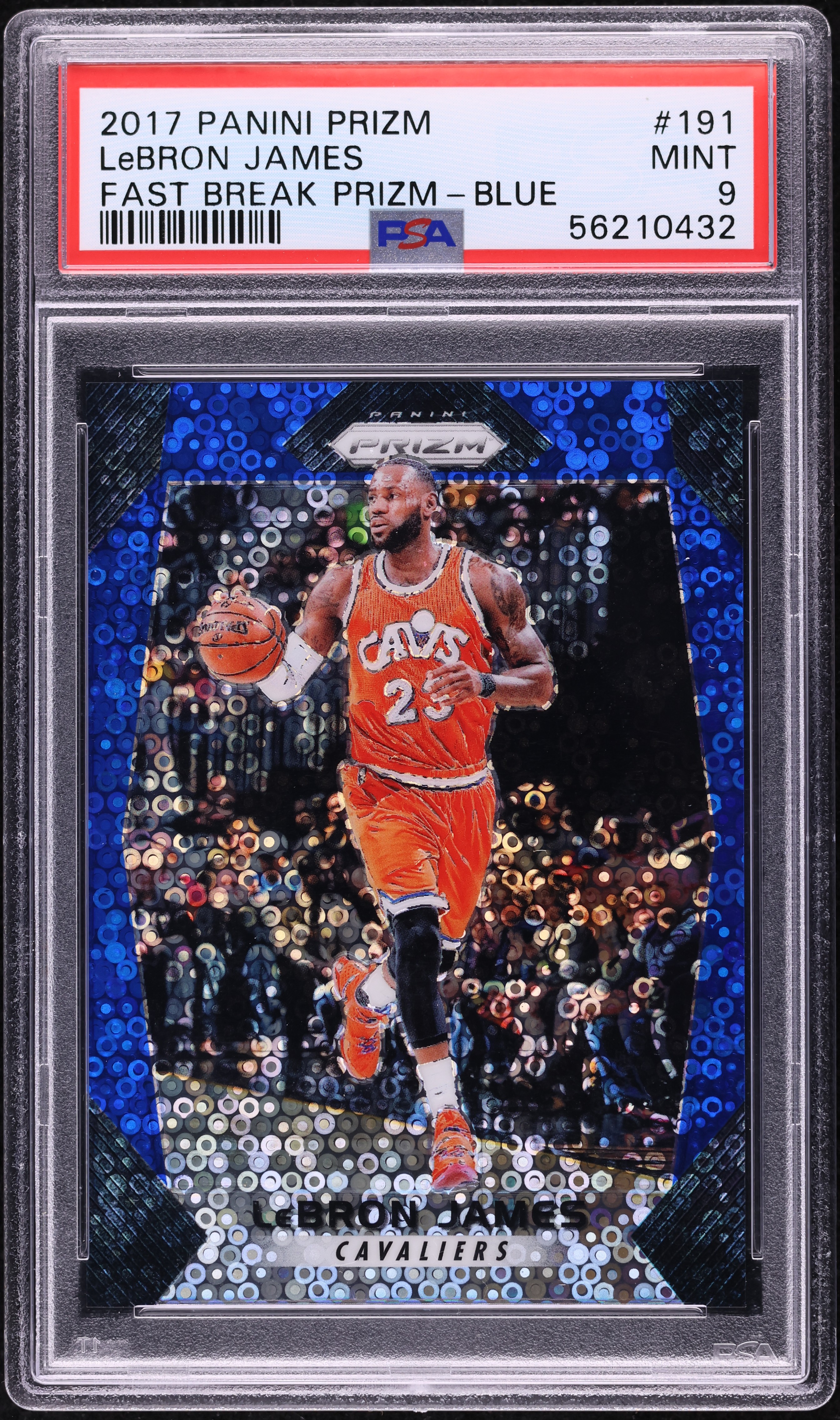 2017 Panini Prizm Fast Break Blue LeBron James /175 #191 PSA 9 MINT