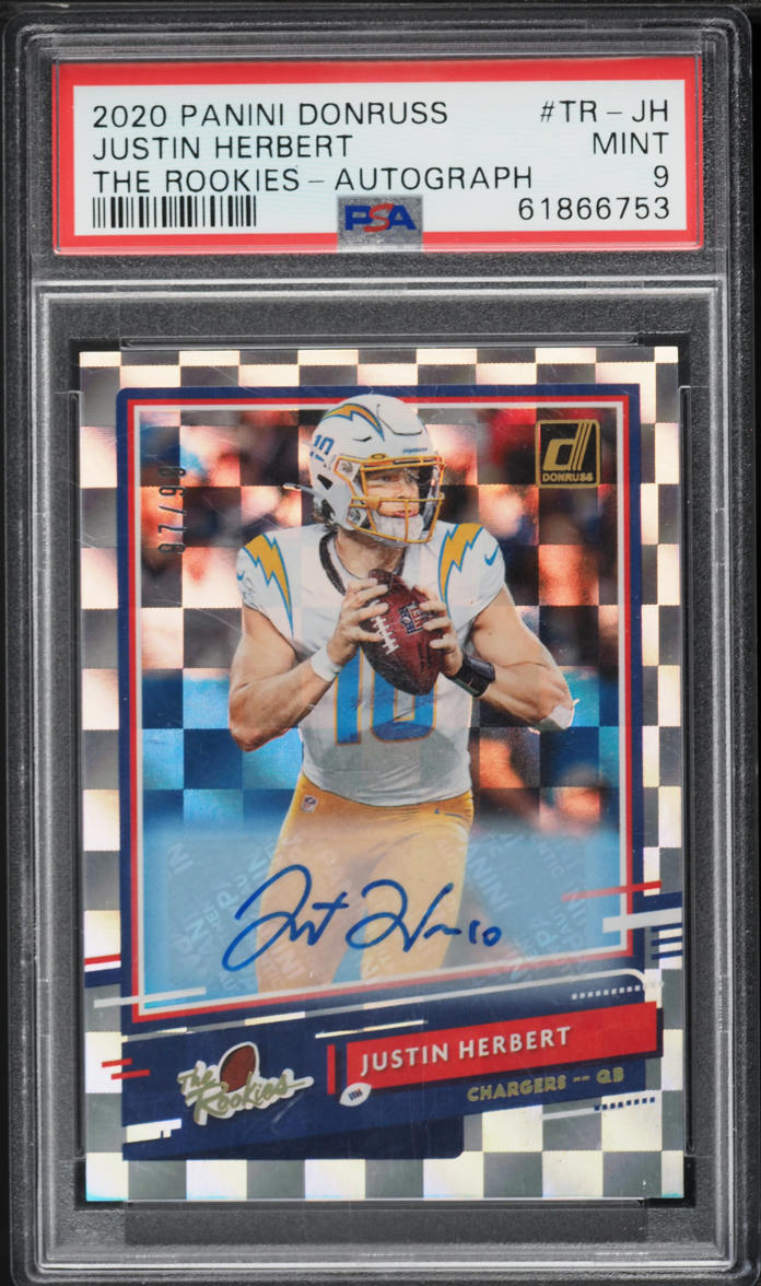 2020 Donruss The Rookies Justin Herbert ROOKIE AUTO /99 #TR-JH PSA 9 MINT