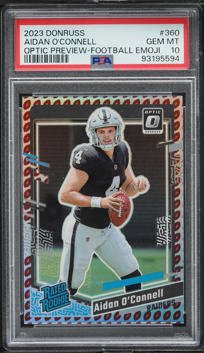 2023 Donruss Optic Preview Football Emoji Aidan O'Connell ROOKIE #360 PSA 10 GEM