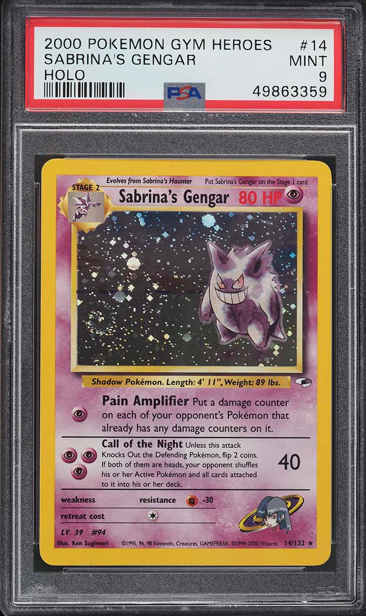 2000 Pokemon Gym Heroes Holo Sabrina's Gengar #14 PSA 9 MINT