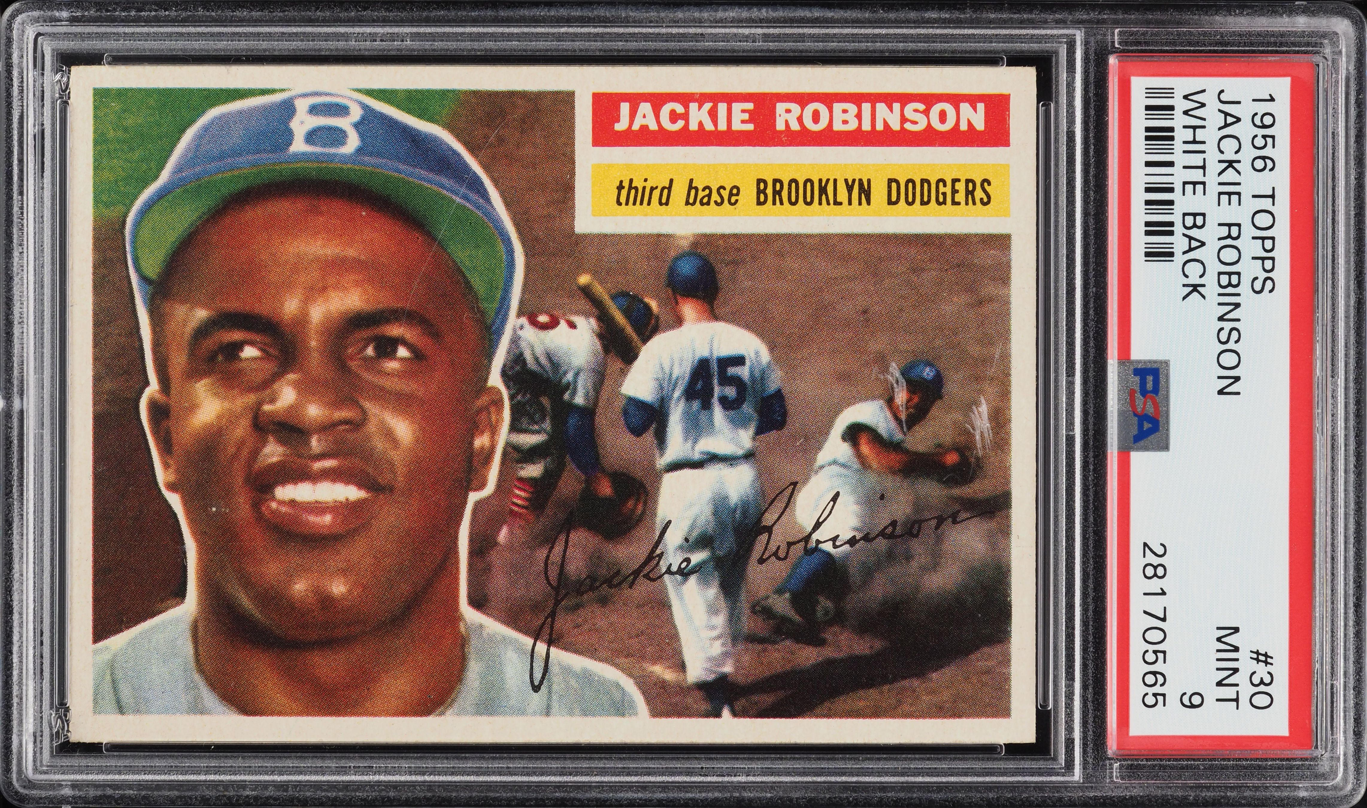 1956 Topps Jackie Robinson WHITE BACK #30 PSA 9 MINT