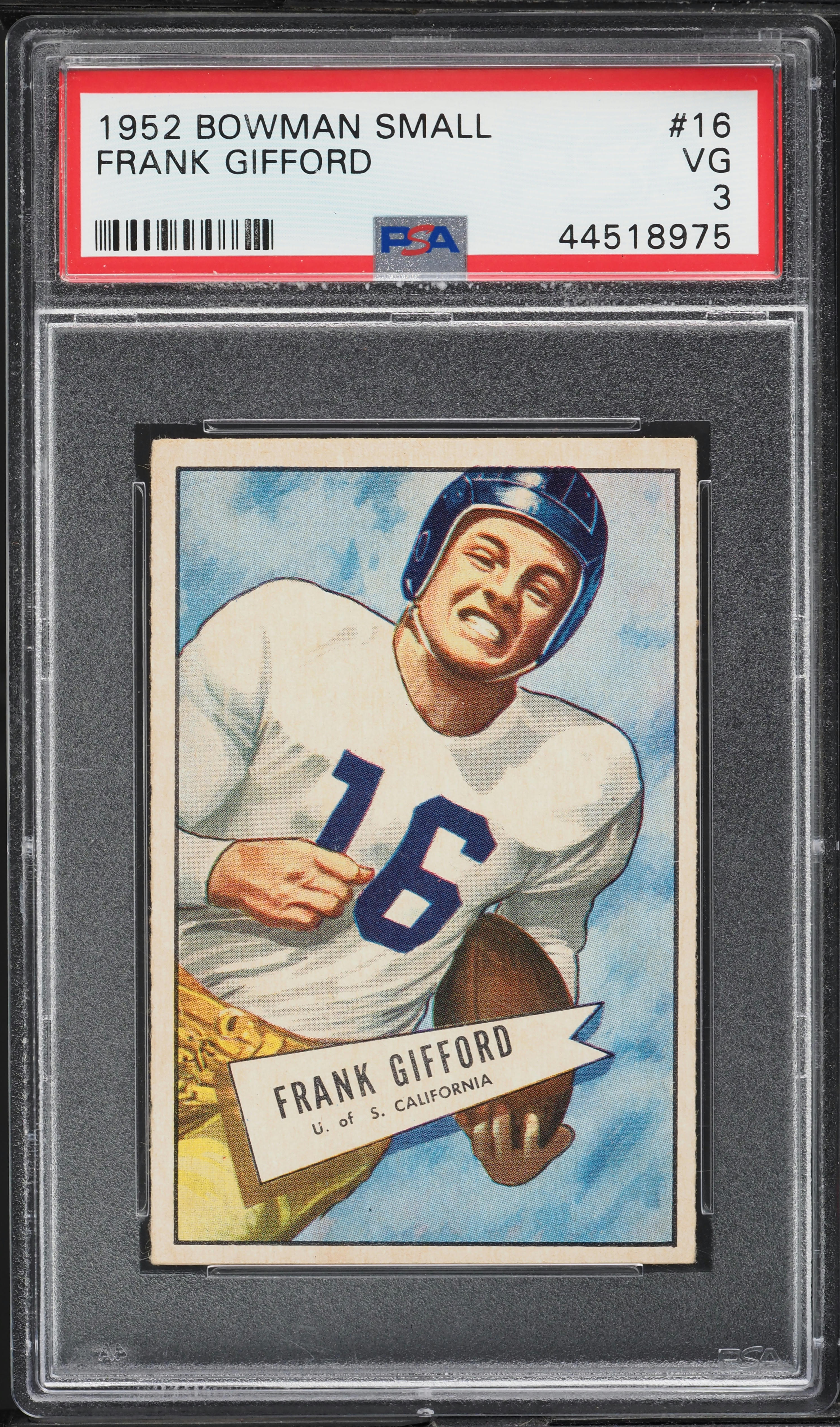 1952 Bowman Small Frank Gifford ROOKIE #16 PSA 3 VG
