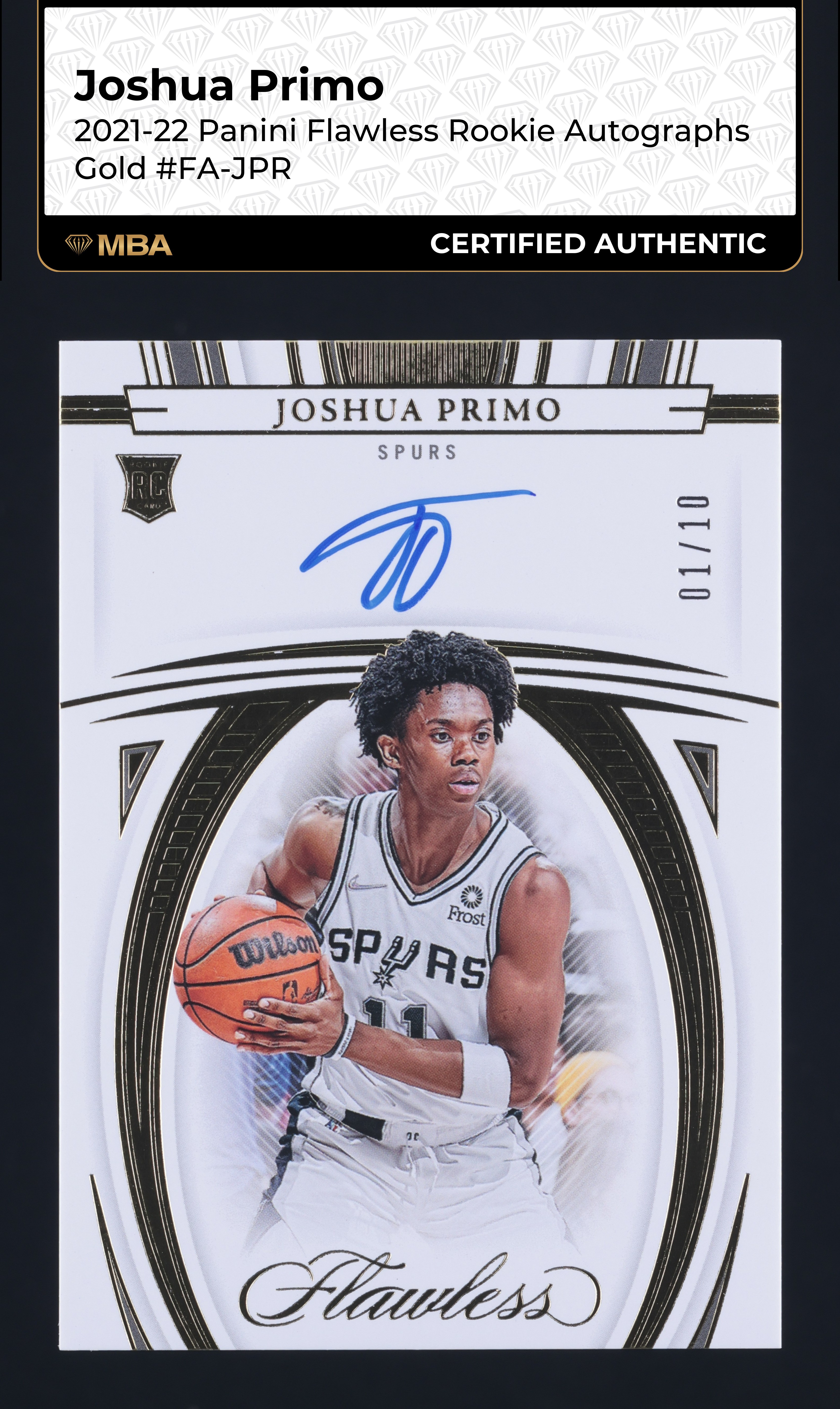 2021 Panini Flawless Gold Joshua Primo ROOKIE AUTO 1/10 #FA-JPR MBA AUTH