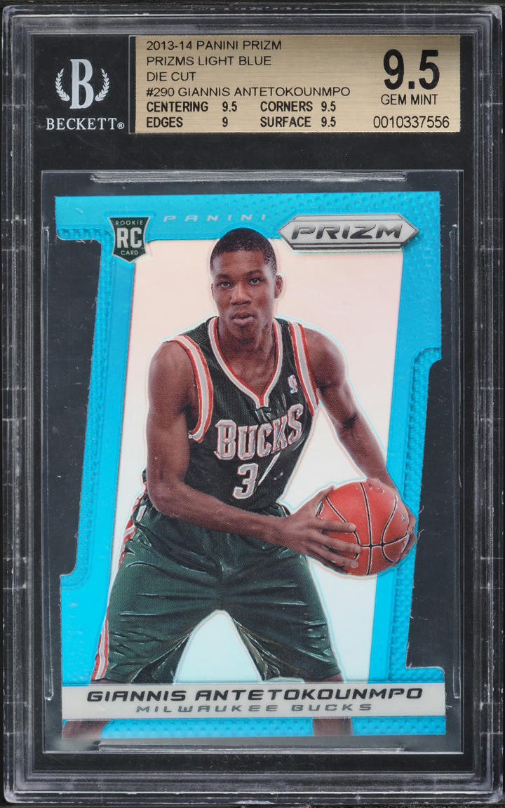 2013 Panini Prizm Light Blue Die-Cut Giannis Antetokounmpo ROOKIE /199 BGS 9.5