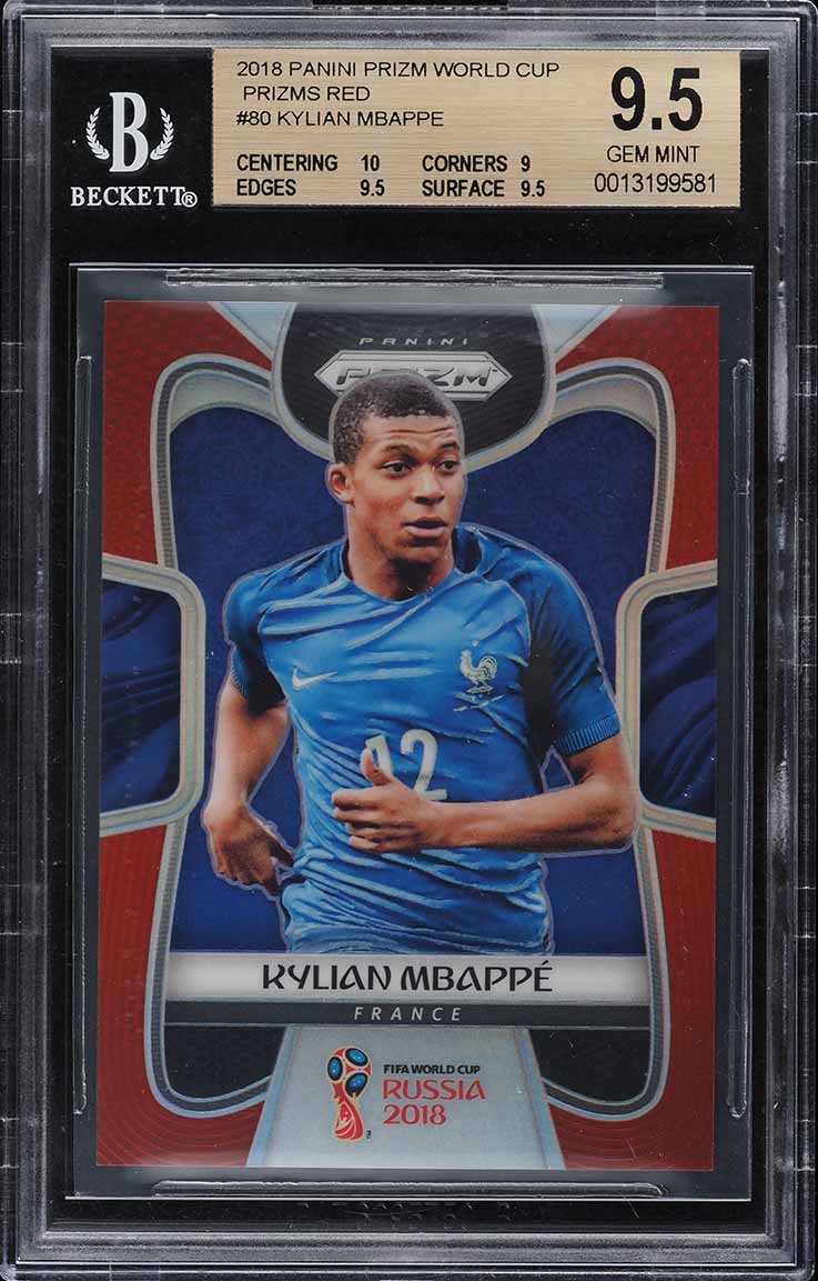 2018 Panini Prizm World Cup Red Kylian Mbappe ROOKIE /149 #80 BGS 9.5 GEM MINT