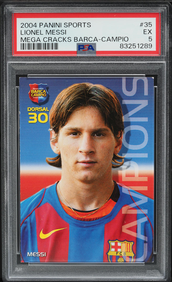 2004 Panini Sports Mega Cracks Barca Campio Lionel Messi ROOKIE #35 PSA 5 EX