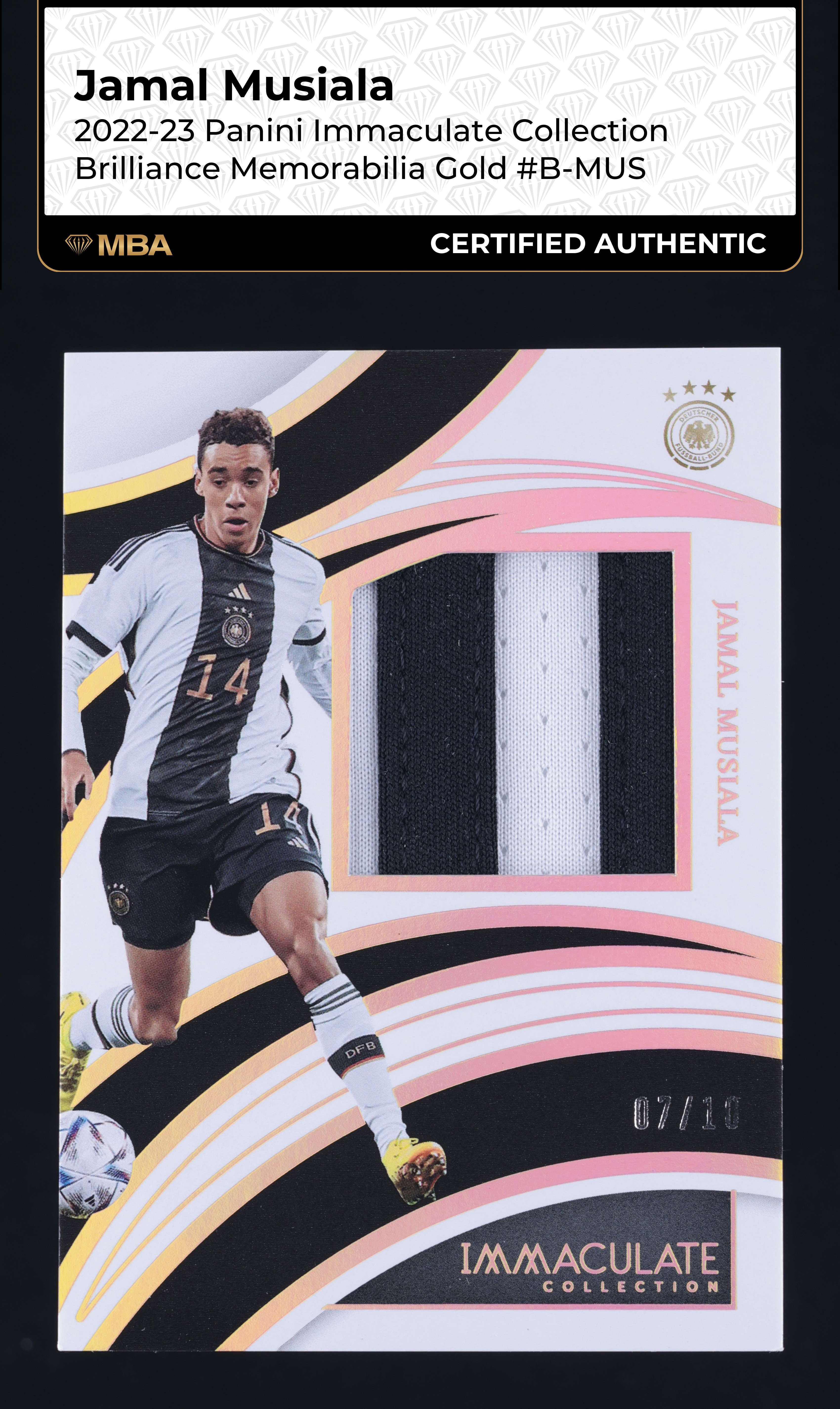 2022 Immaculate Collection Brilliance Gold Jamal Musiala PATCH /10 MBA AUTH