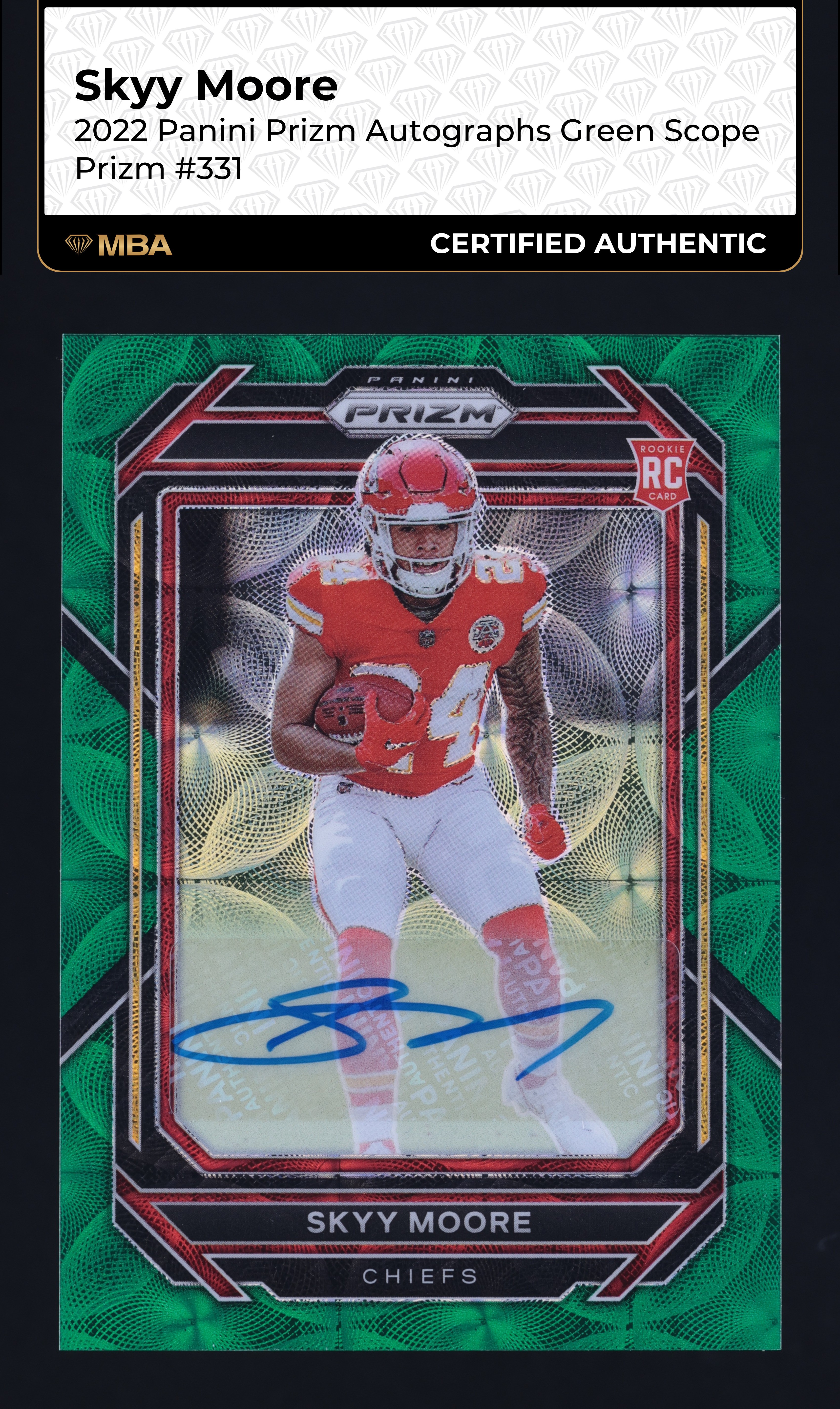 2022 Panini Prizm Green Scope Skyy Moore ROOKIE AUTO /75 #331 MBA AUTH