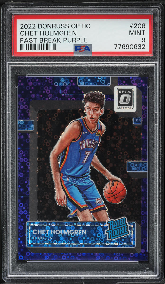 2022 Donruss Optic Fast Break Purple Chet Holmgren ROOKIE /99 #208 PSA 9 MINT