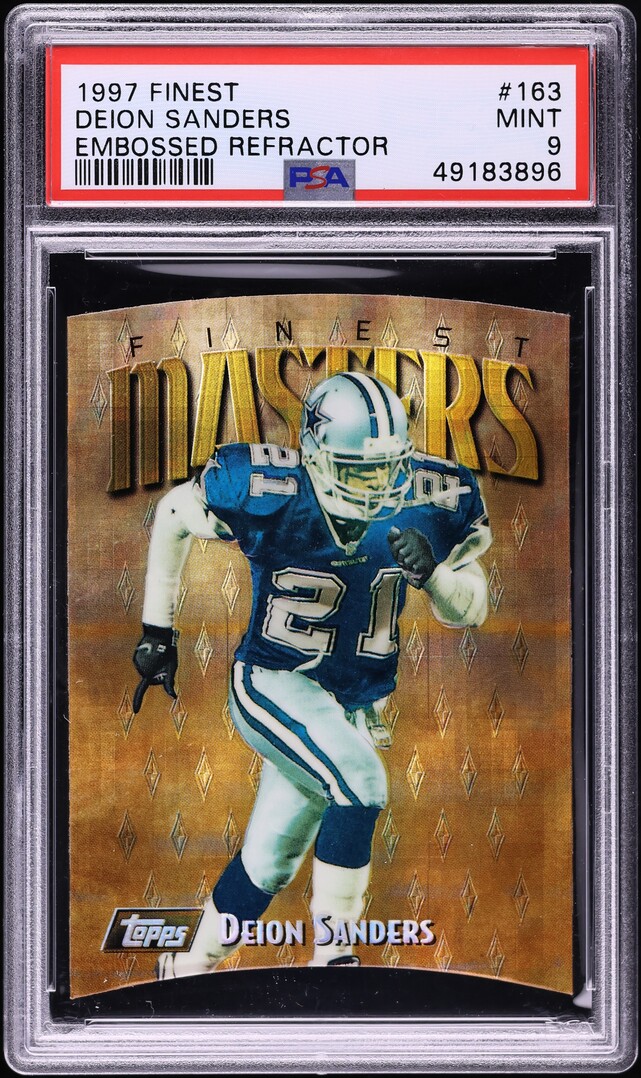 1997 Finest Embossed Refractor Deion Sanders #163 PSA 9 MINT