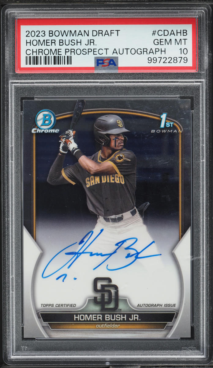 2023 Bowman Chrome Draft Homer Bush Jr. PROSPECT AUTO #CDAHB PSA 10 GEM MINT