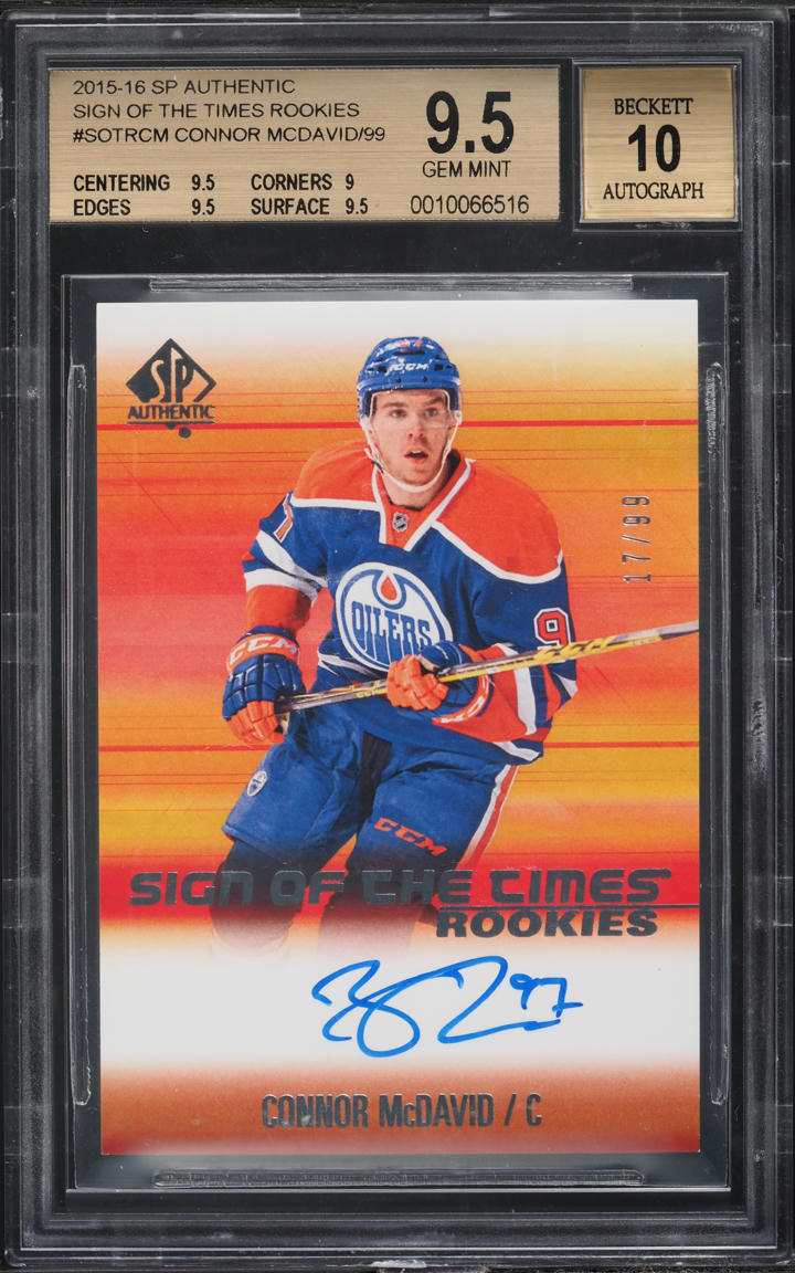 2015 SP Authentic Sign Of The Times Connor McDavid ROOKIE AUTO /99 BGS 9.5 GEM