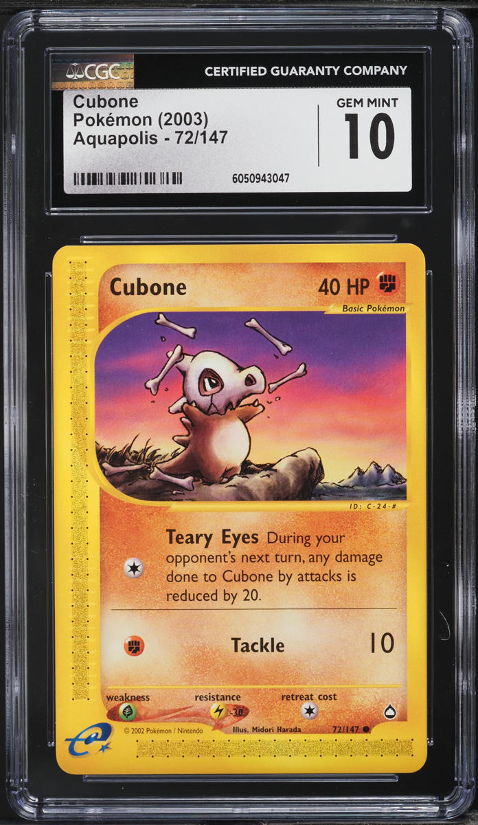 2003 Pokemon Aquapolis Cubone #72 CGC 10 GEM MINT
