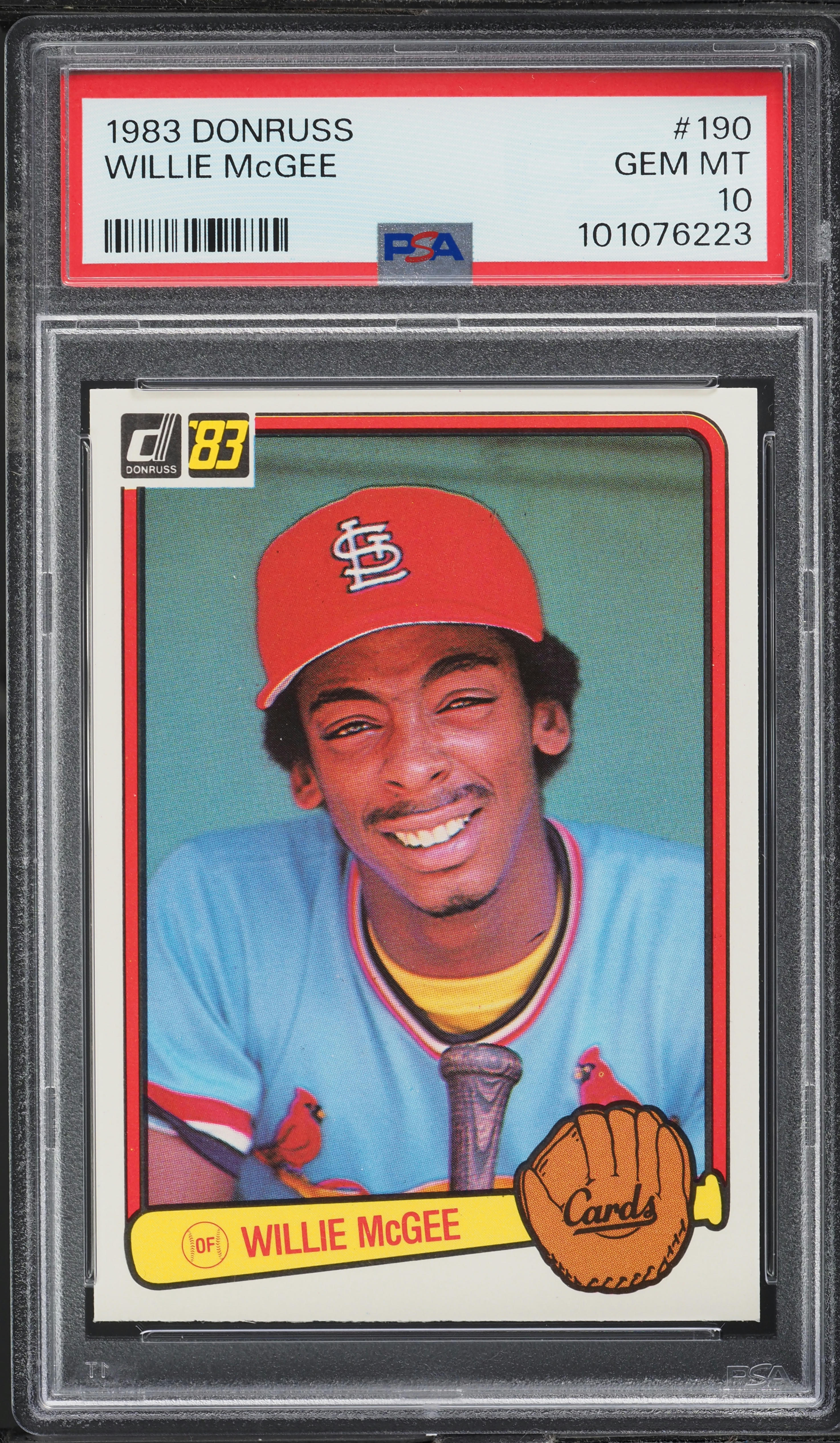 1983 Donruss Willie McGee ROOKIE #190 PSA 10 GEM MINT