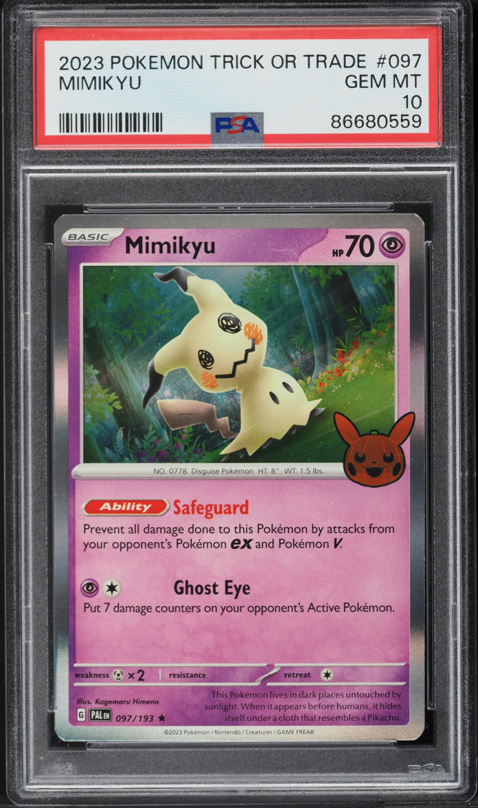 2023 Pokemon SV Paldea Evolved Trick Or Trade Holo Mimikyu #97 PSA 10 GEM MINT