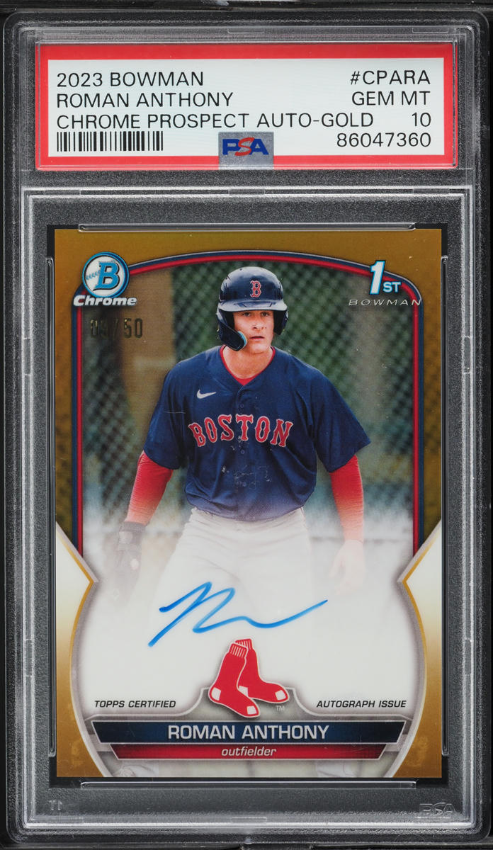 2023 Bowman Chrome Gold Roman Anthony PROSPECT AUTO /50 #CPARA PSA 10 GEM MINT