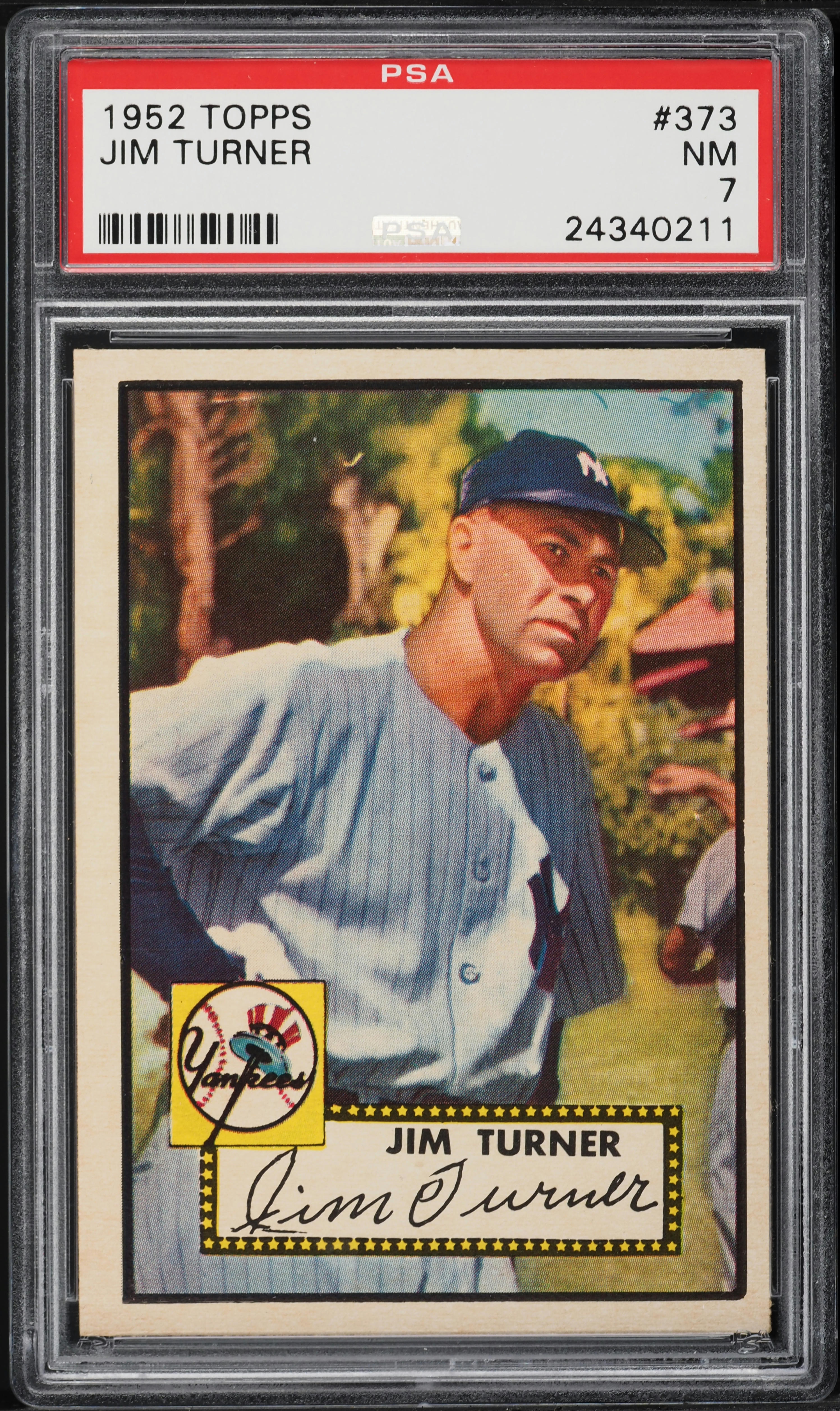 1952 Topps Jim Turner ROOKIE #373 PSA 7 NRMT