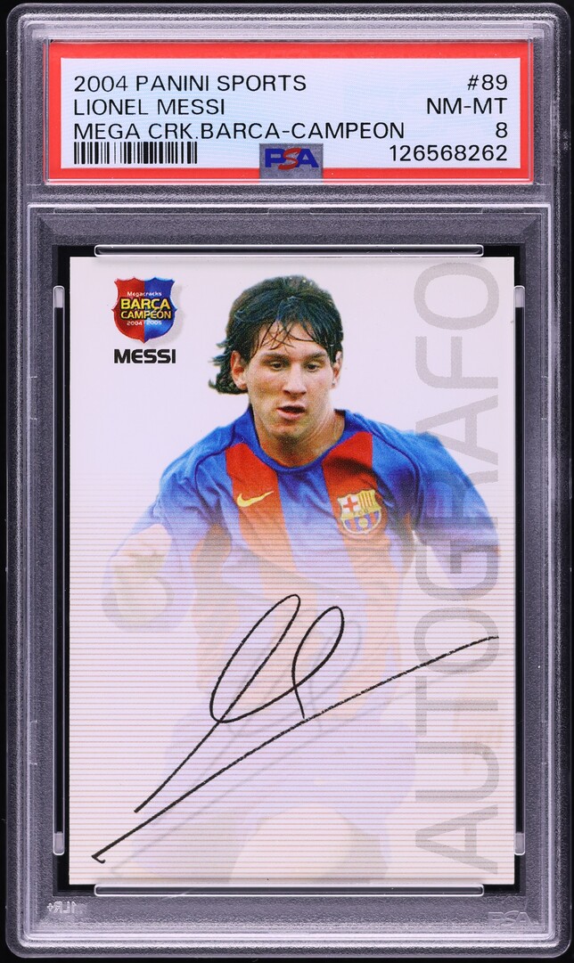 2004 Panini Sports Mega Cracks Barca Campeon Lionel Messi ROOKIE #89 PSA 8 NM-MT