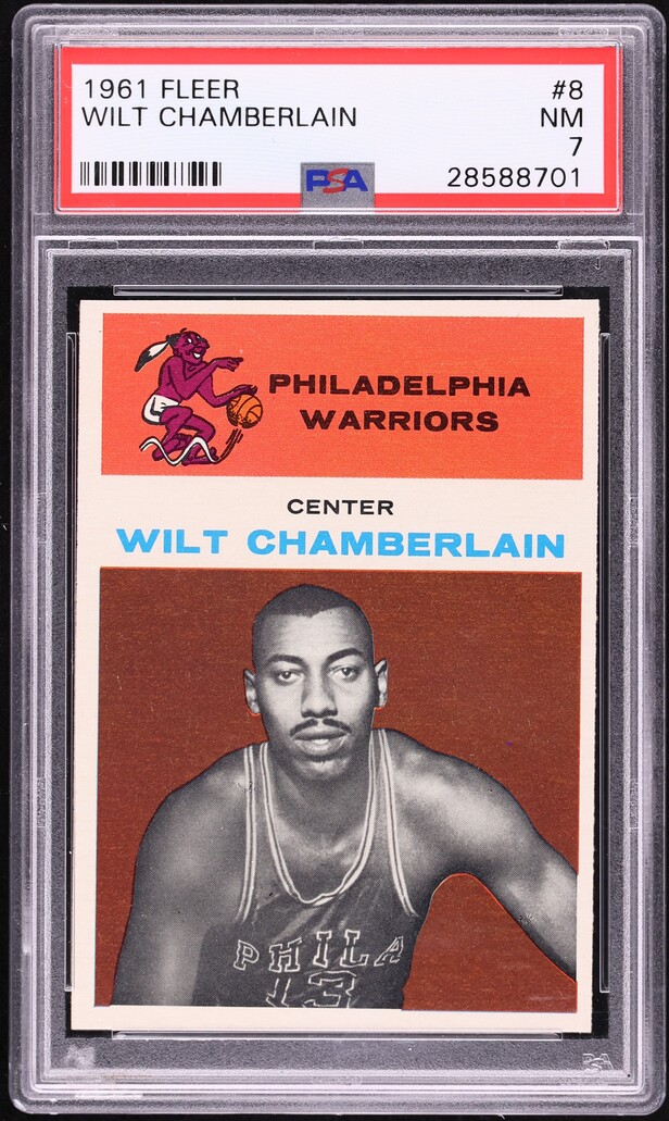 1961 Fleer Basketball Wilt Chamberlain ROOKIE #8 PSA 7 NRMT