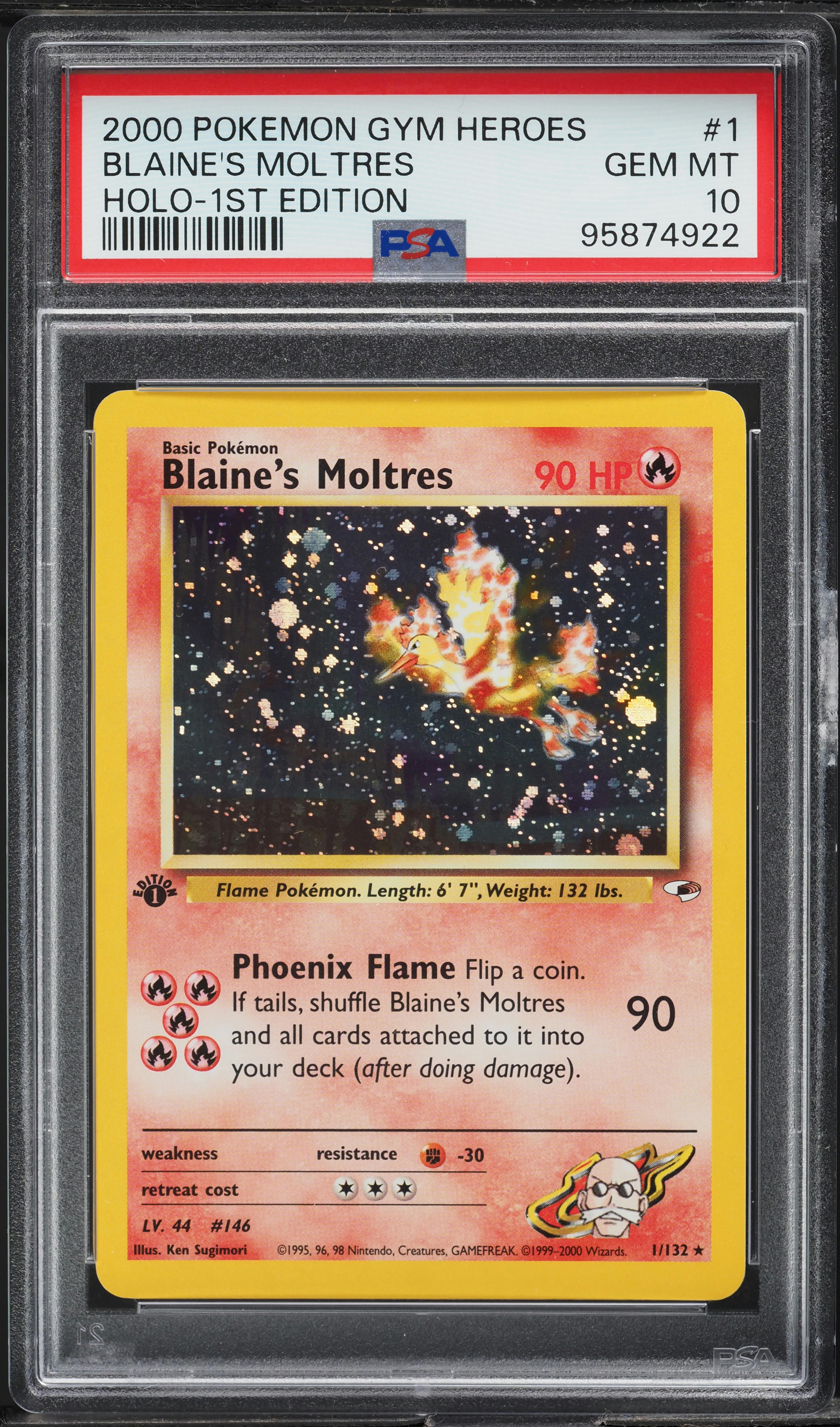 2000 Pokemon Gym Heroes 1st Edition Holo Blaine's Moltres #1 PSA 10 GEM MINT