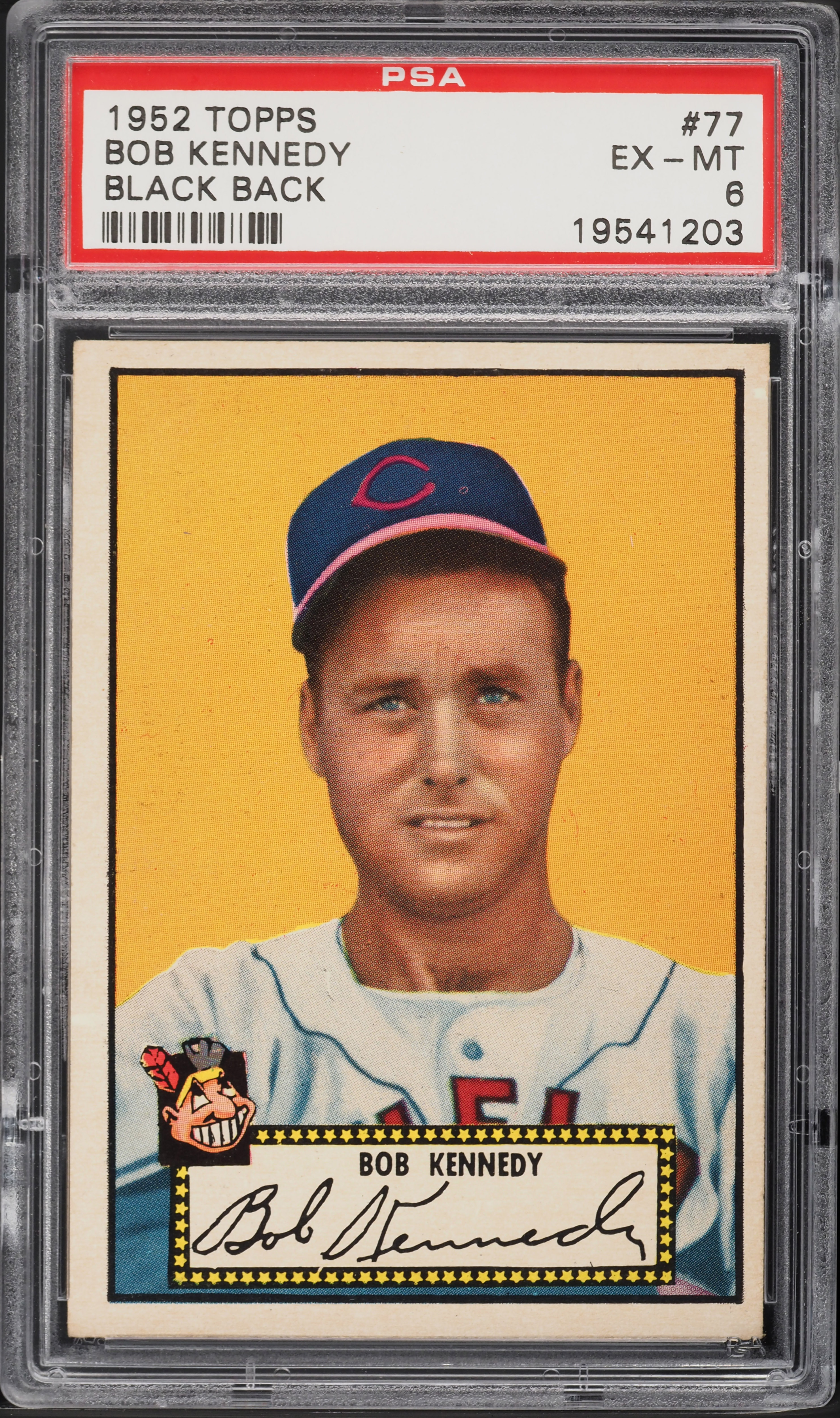 1952 Topps Bob Kennedy BLACK BACK #77 PSA 6 EXMT