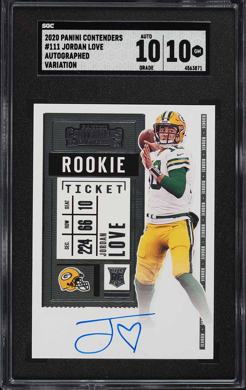 2020 Panini Contenders Variation Jordan Love ROOKIE AUTO #111 SGC 10 GEM MINT