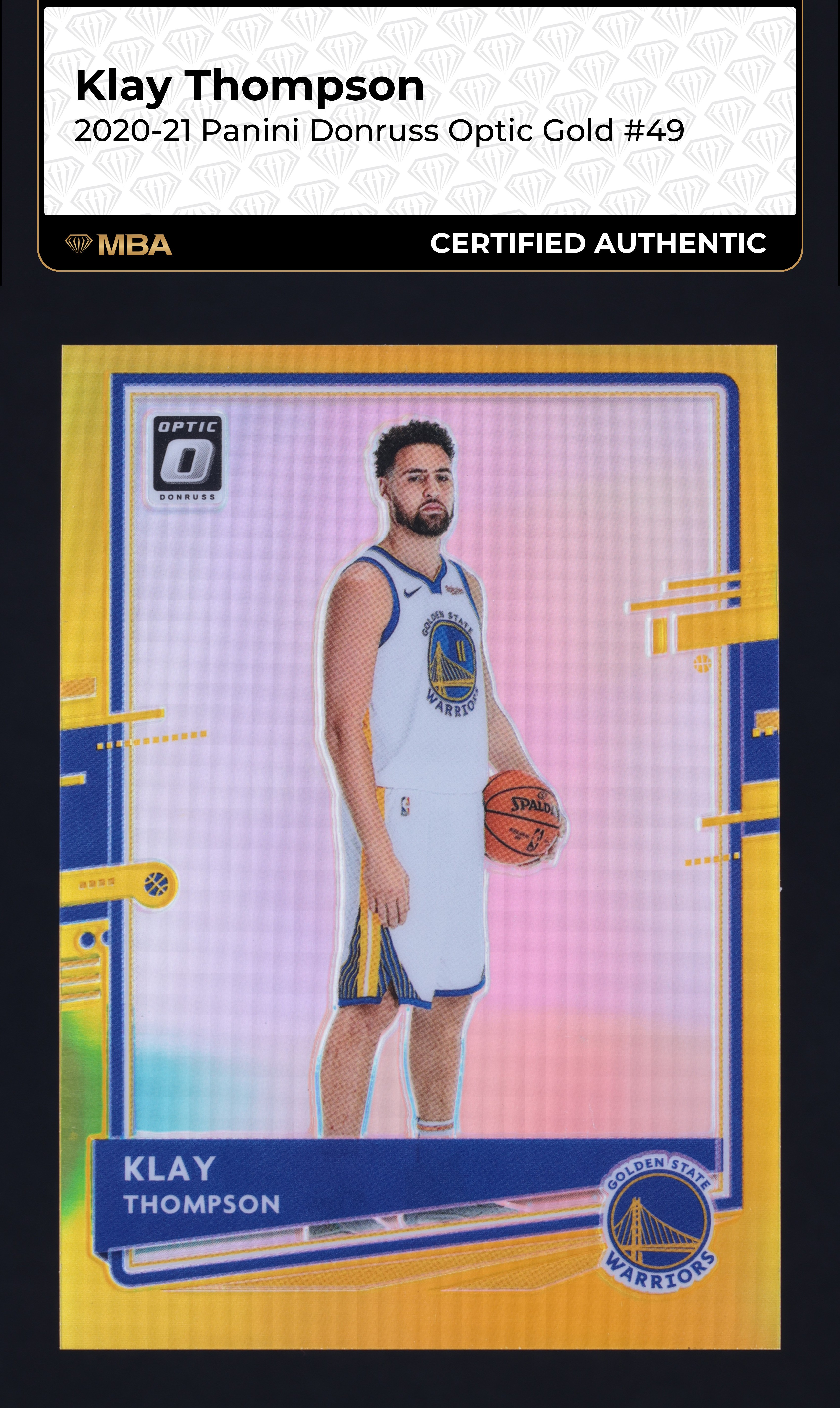 2020 Donruss Optic Gold Prizm Klay Thompson /10 #49 MBA AUTH