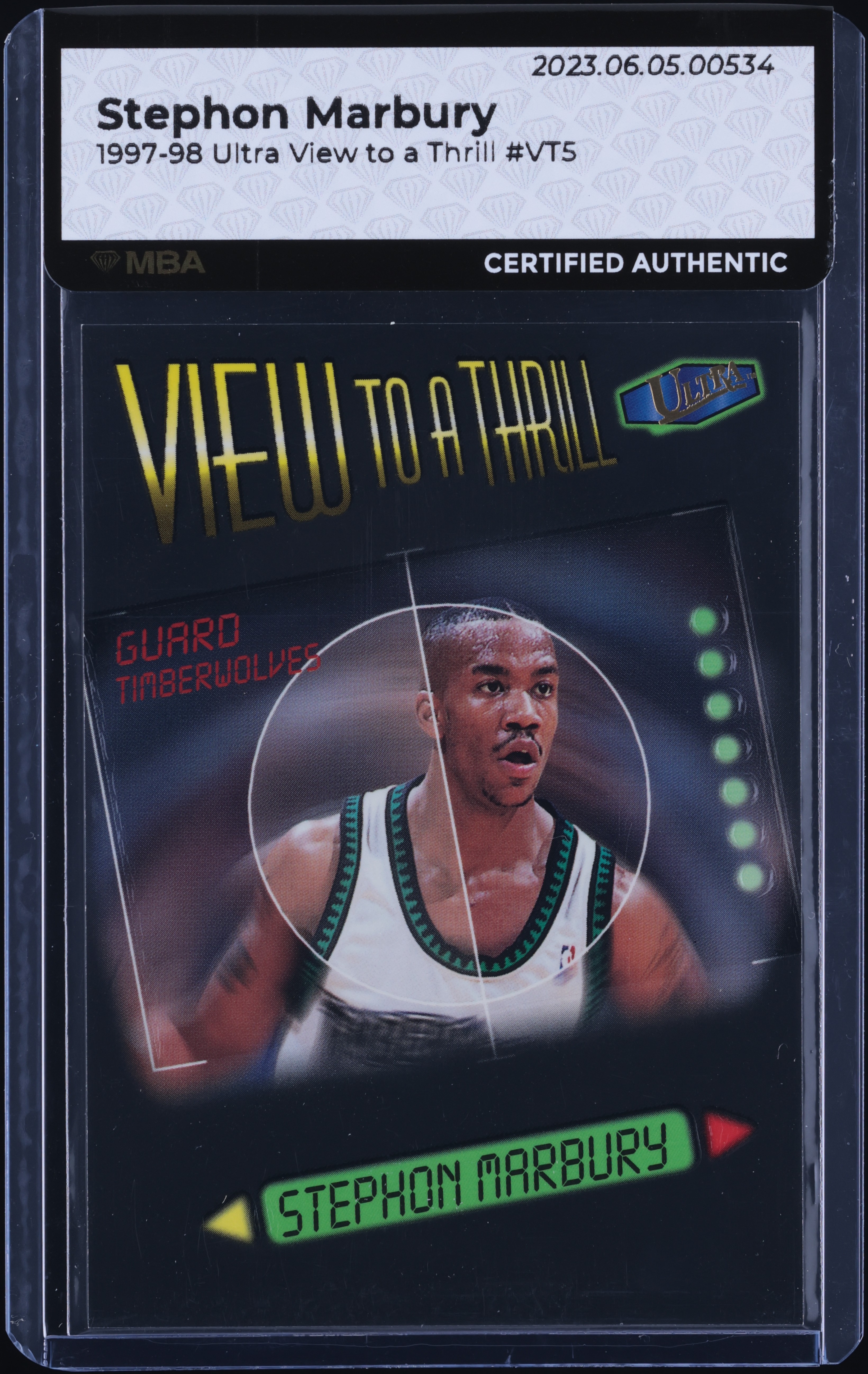 1997 Ultra View To A Thrill Stephon Marbury #VT5 MBA AUTH