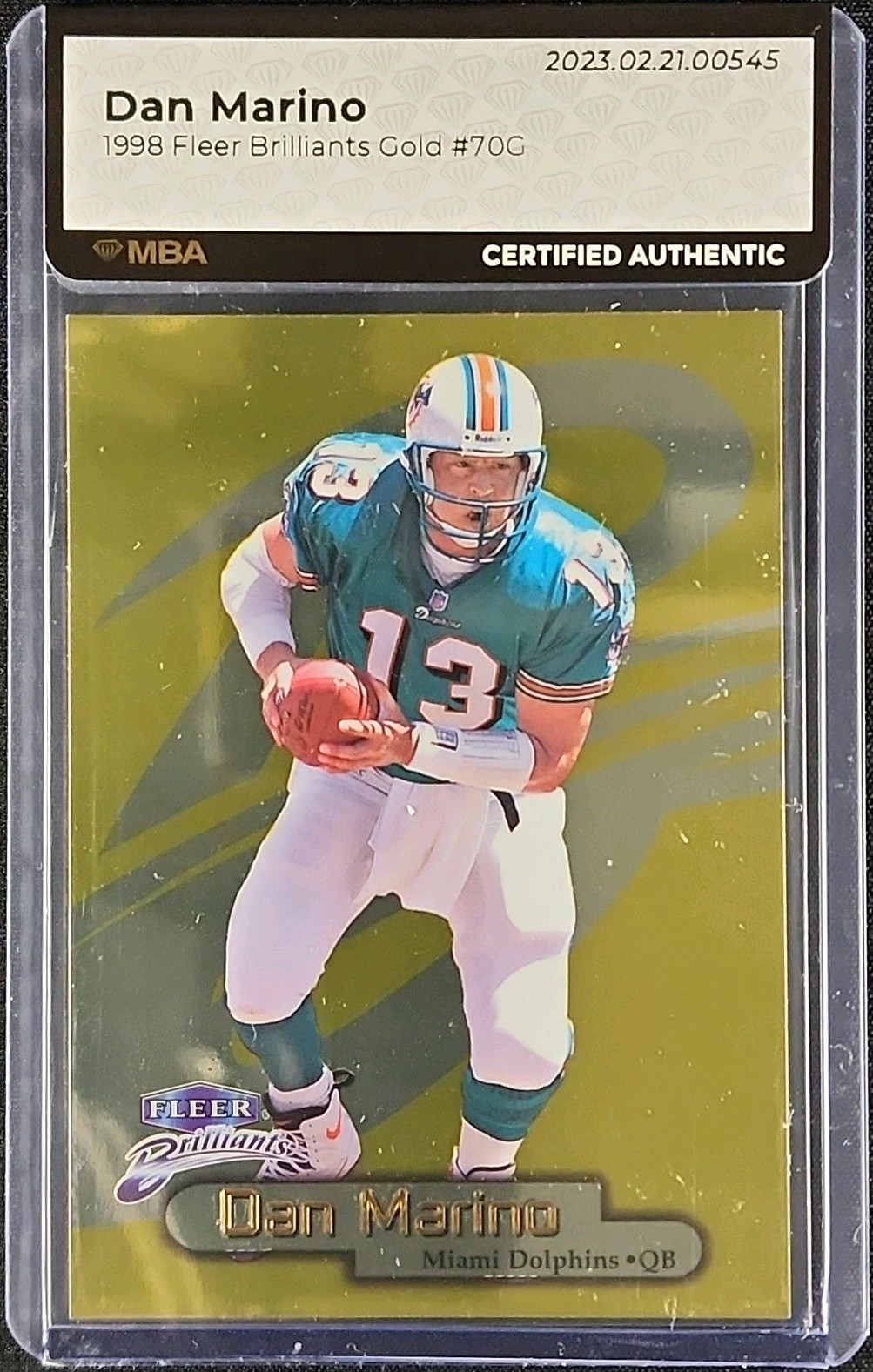 1998 Fleer Brilliants Gold Dan Marino /99 #70G MBA AUTH