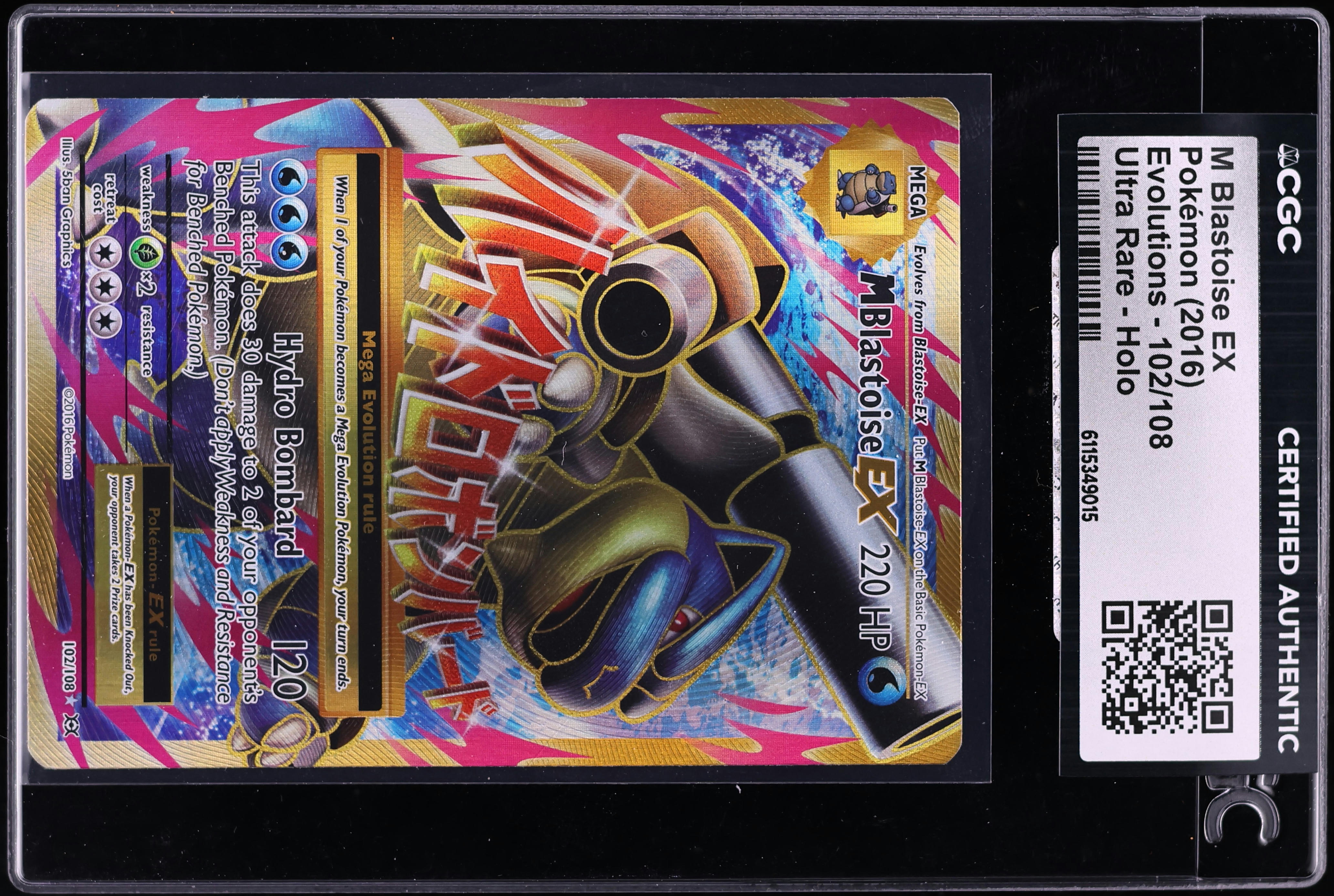 2016 Pokemon XY Evolutions Full Art M Blastoise EX #102 CGC AUTH
