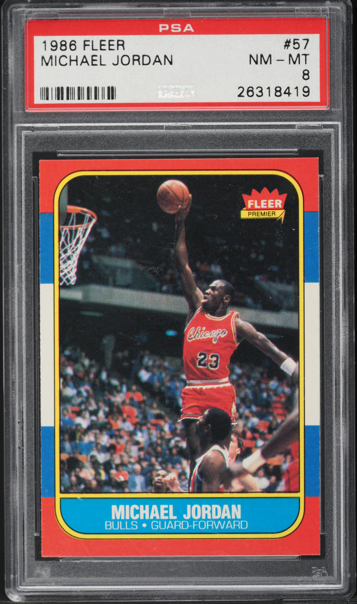 1986 Fleer Basketball Michael Jordan ROOKIE #57 PSA 8 NM-MT