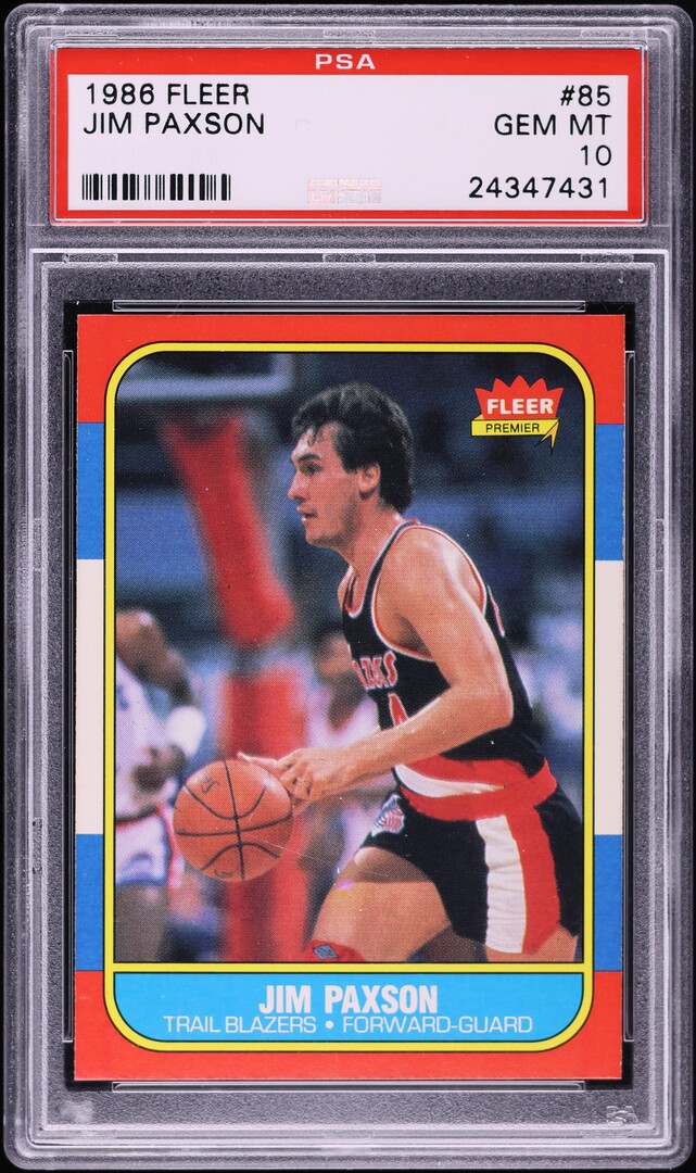 1986 Fleer Basketball Jim Paxson #85 PSA 10 GEM MINT