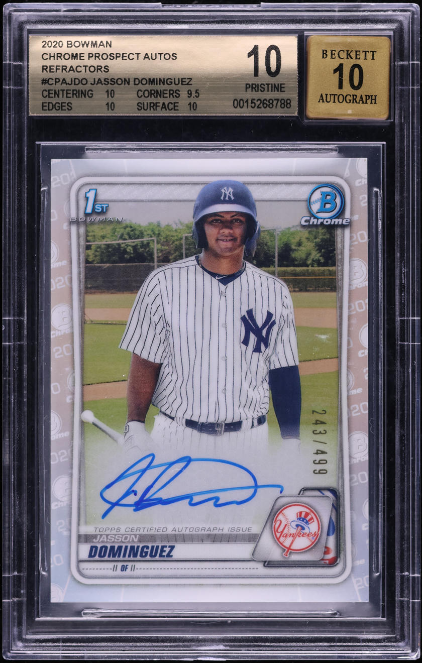 2020 Bowman Chrome Refractor Jasson Dominguez PROSPECT AUTO /499 BGS 10 PRISTINE