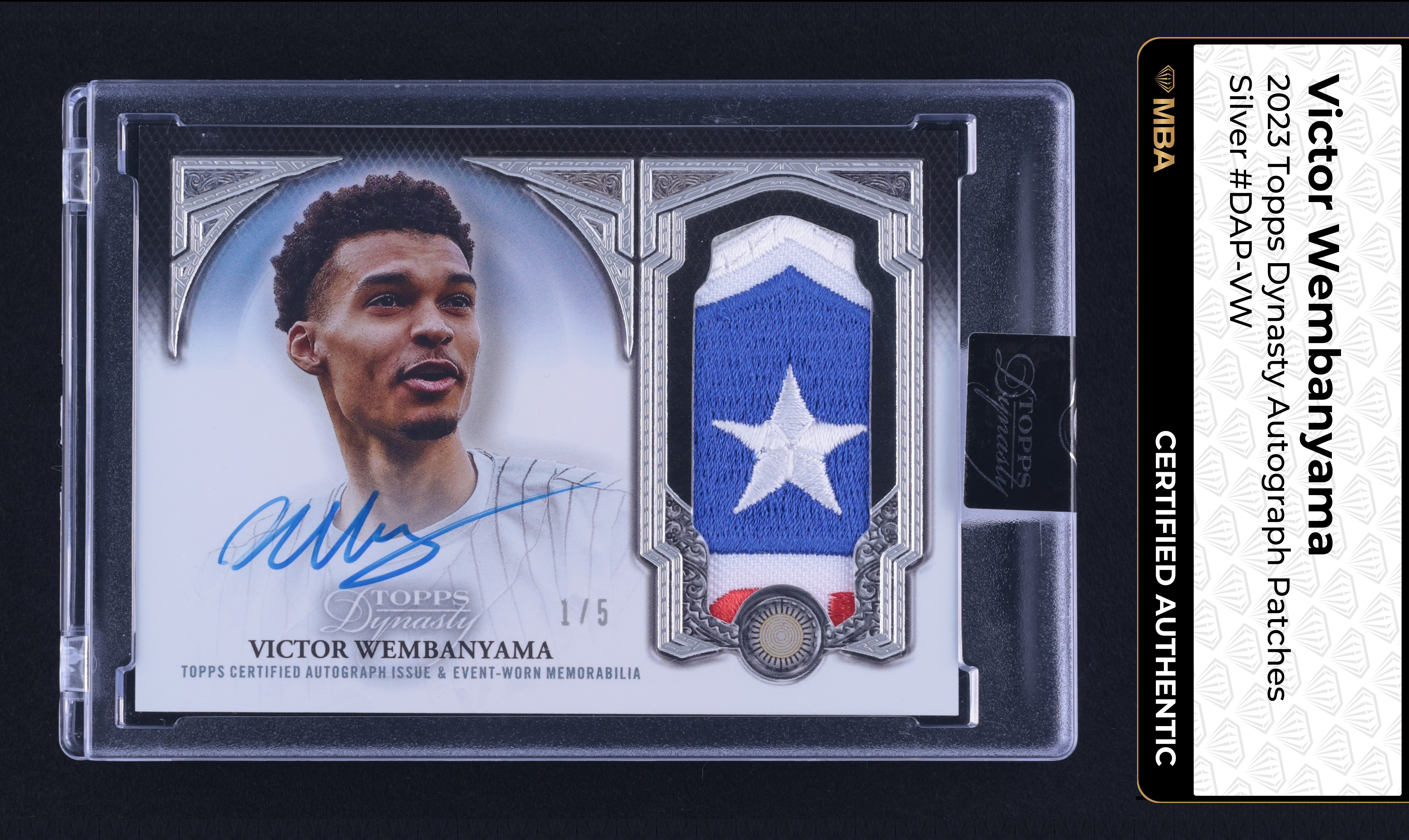 2023 Topps Dynasty Silver Victor Wembanyama ROOKIE PATCH AUTO 1/5 MBA AUTH